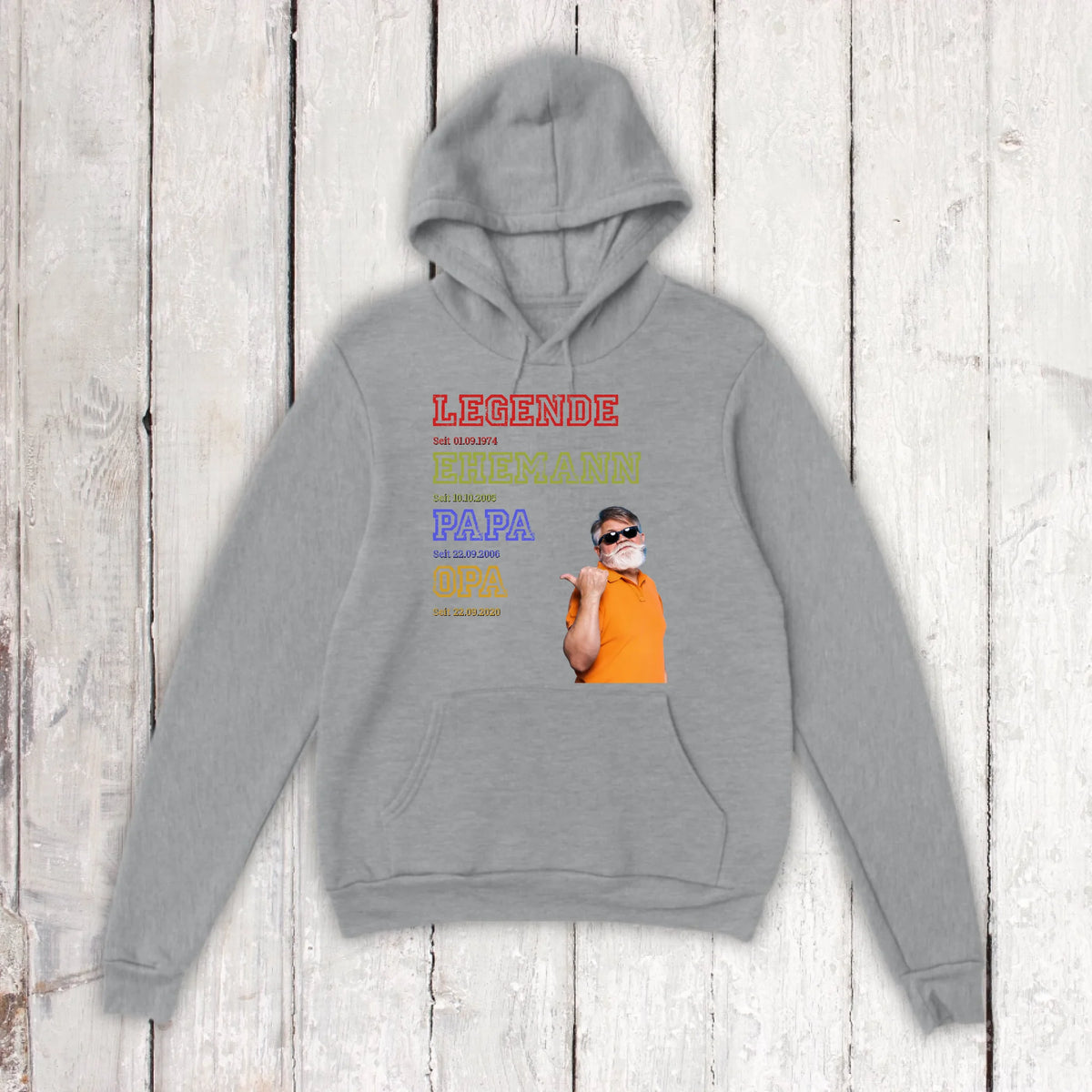 Papa, Mama, Oma, Opa, Legende, Familie mit Foto und Text - Individuelles T-Shirt | Personalize Palace