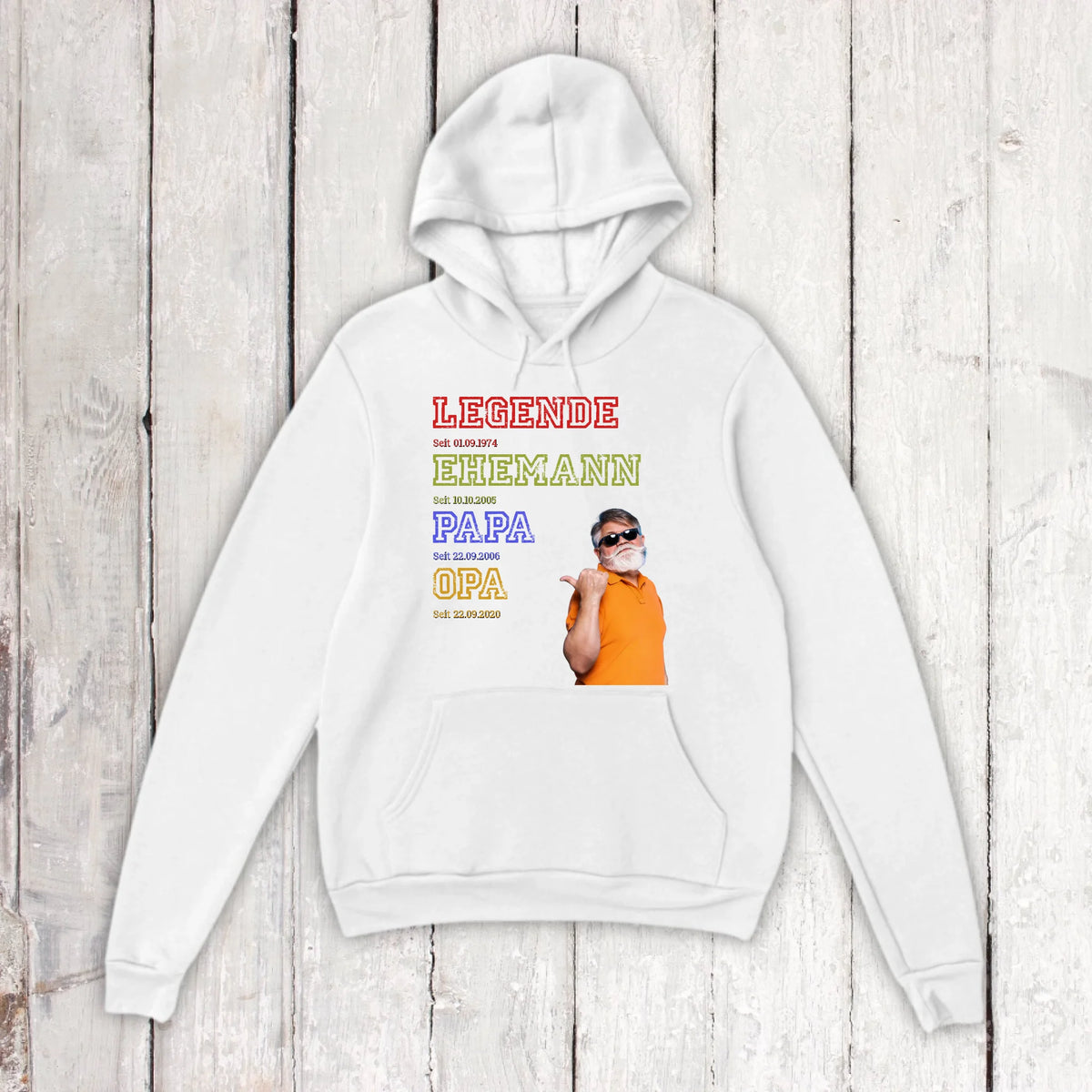 Papa, Mama, Oma, Opa, Legende, Familie mit Foto und Text - Individuelles T-Shirt