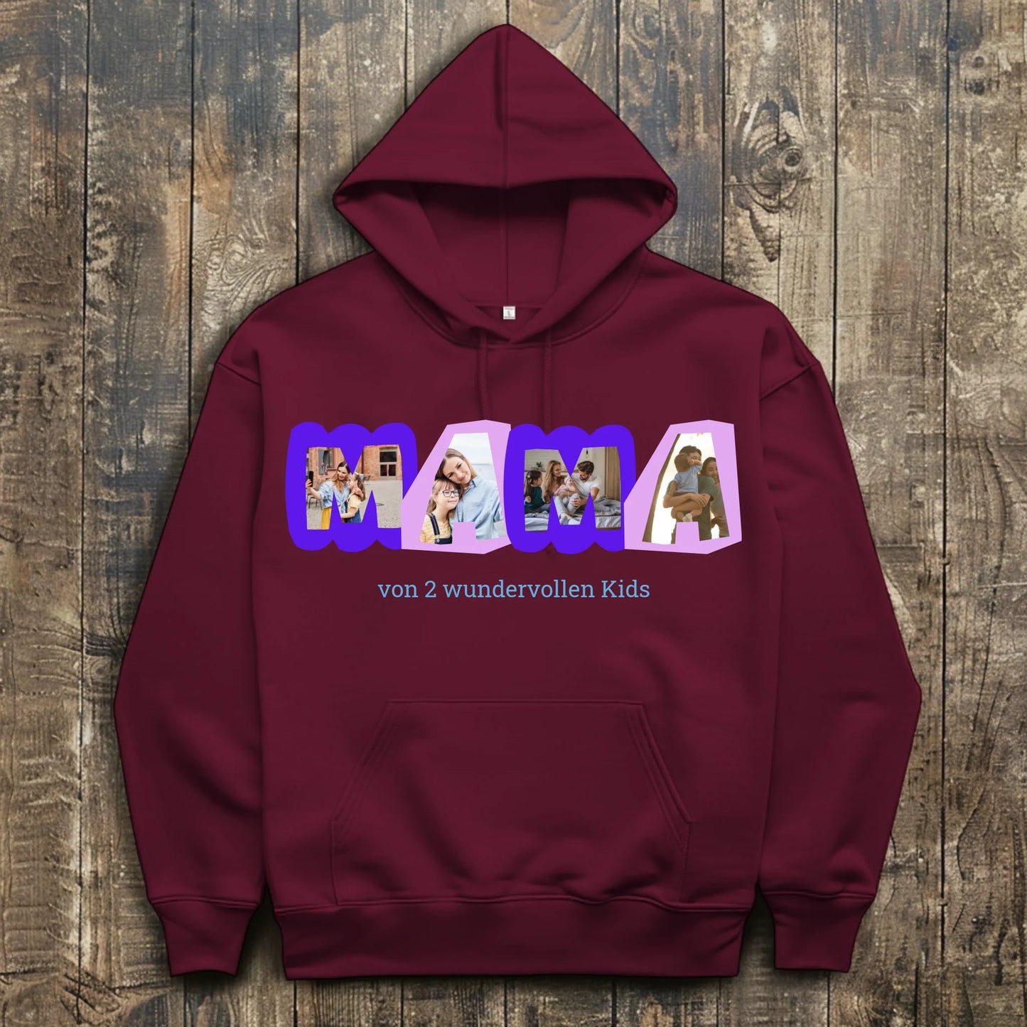 front_Burgundy_The Walking Dad - individueller Hoodie_mockup