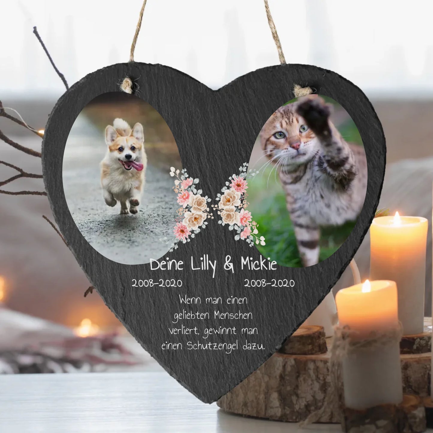 Hunde Herz aus Naturschiefer für Heim und Garten - individuelle Schieferplatte | Personalize Palace