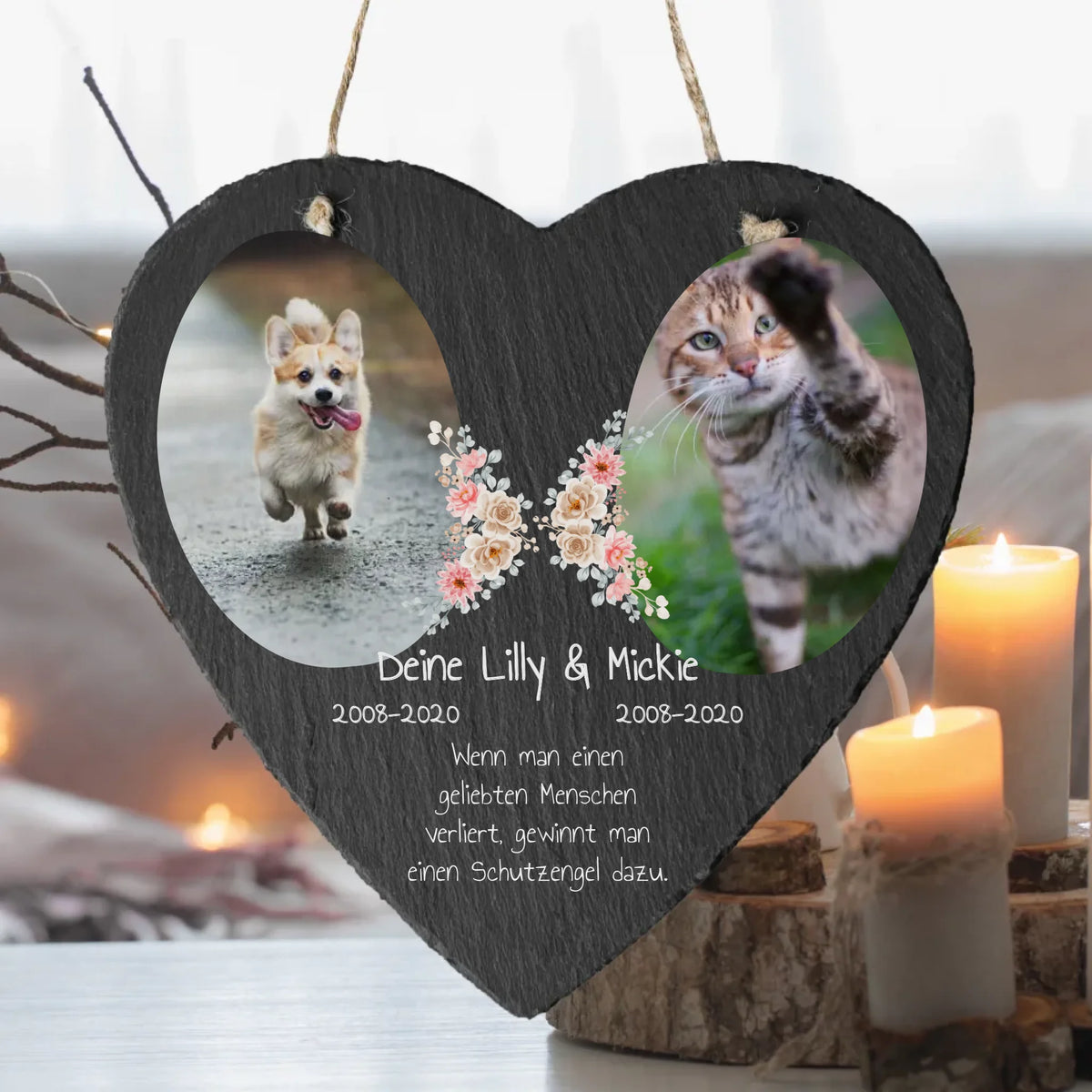 Hunde Herz aus Naturschiefer für Heim und Garten - individuelle Schieferplatte | Personalize Palace