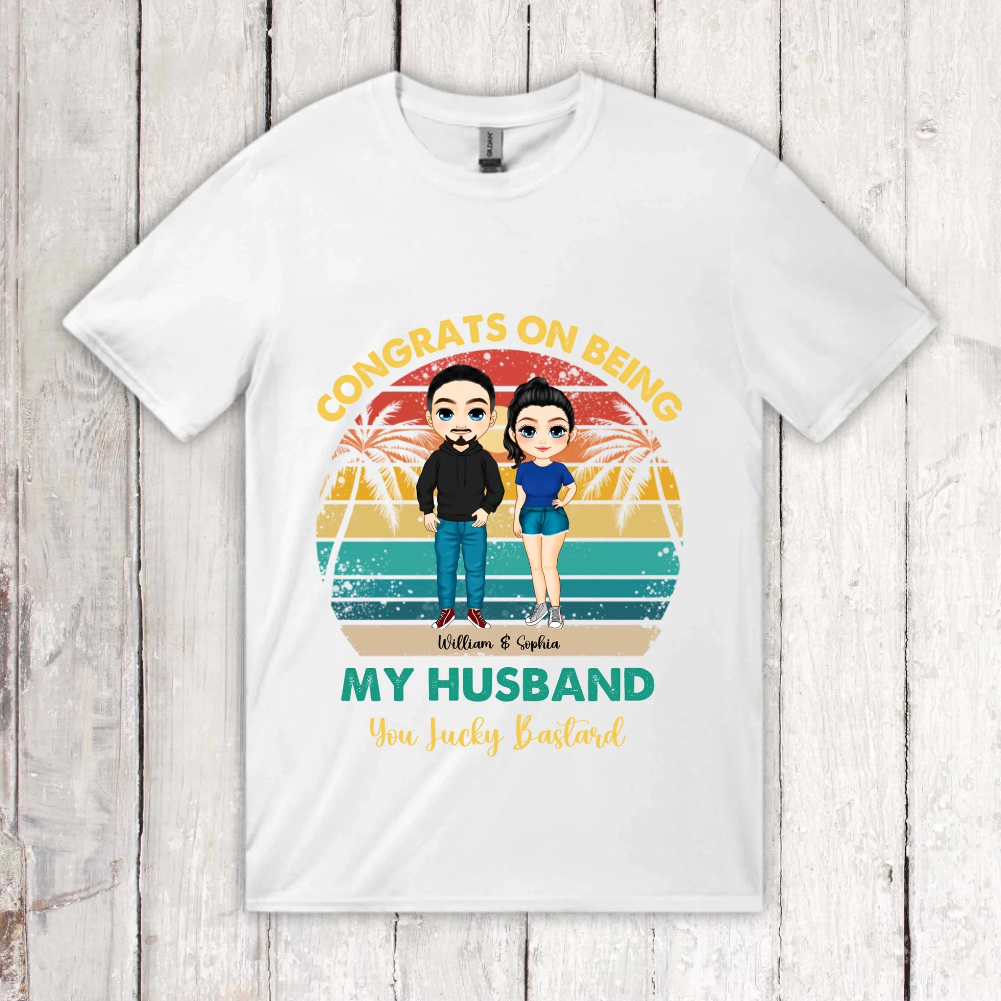 You lucky Bastard | für Paare, JGAs - individuelles T-Shirt | Personalize Palace