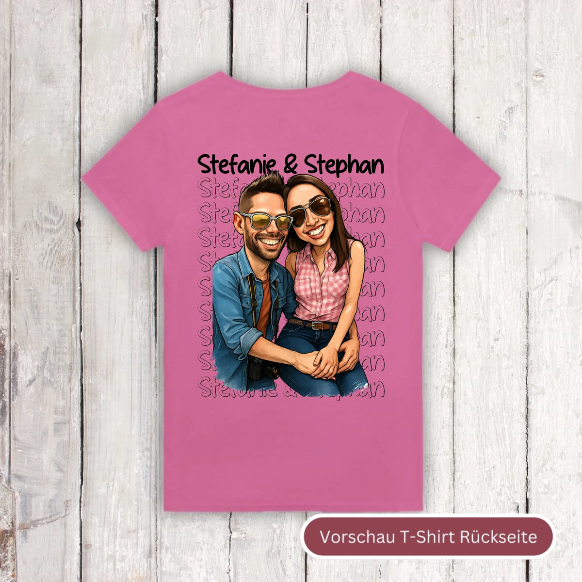 Karikatur Paar Shirt mit euren Namen und Bild - individuelles Shirt | Personalize Palace