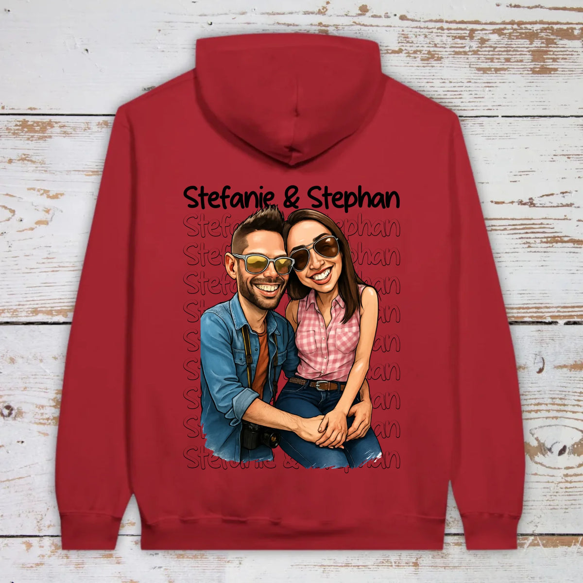 Karikatur Paar Shirt mit euren Namen und Bild - individuelles Shirt | Personalize Palace