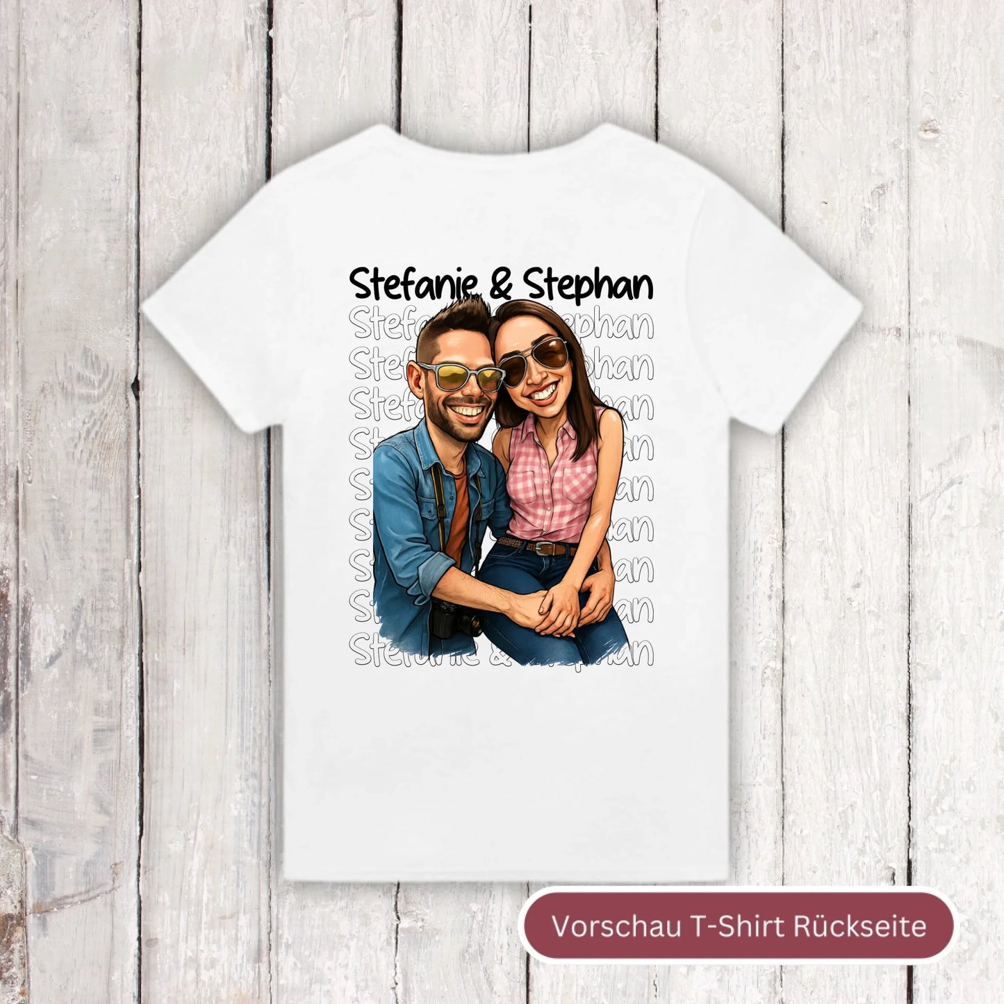 Karikatur Paar Hoodie mit euren Namen und Bild - individueller Hoodie