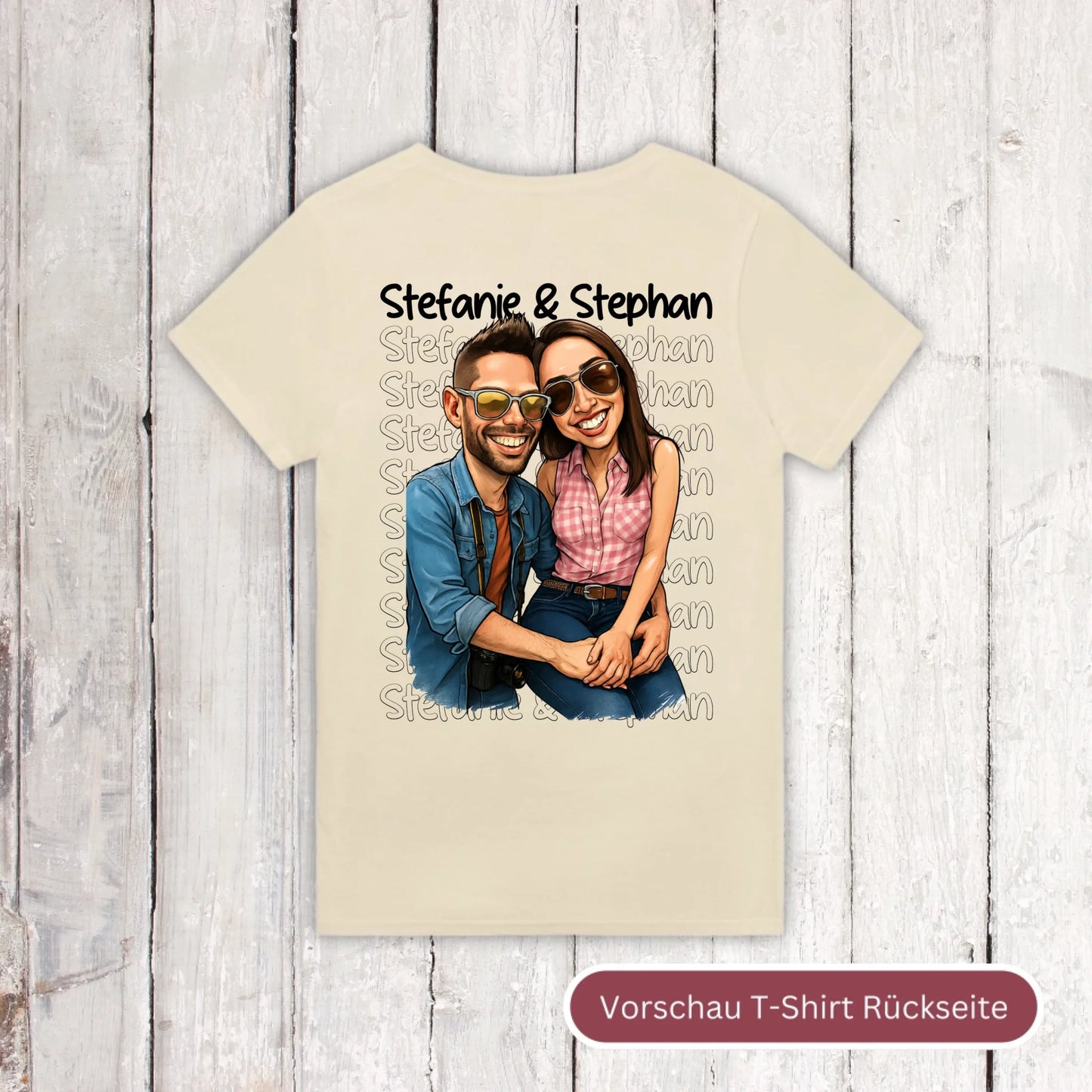 Karikatur Paar Hoodie mit euren Namen und Bild - individueller Hoodie