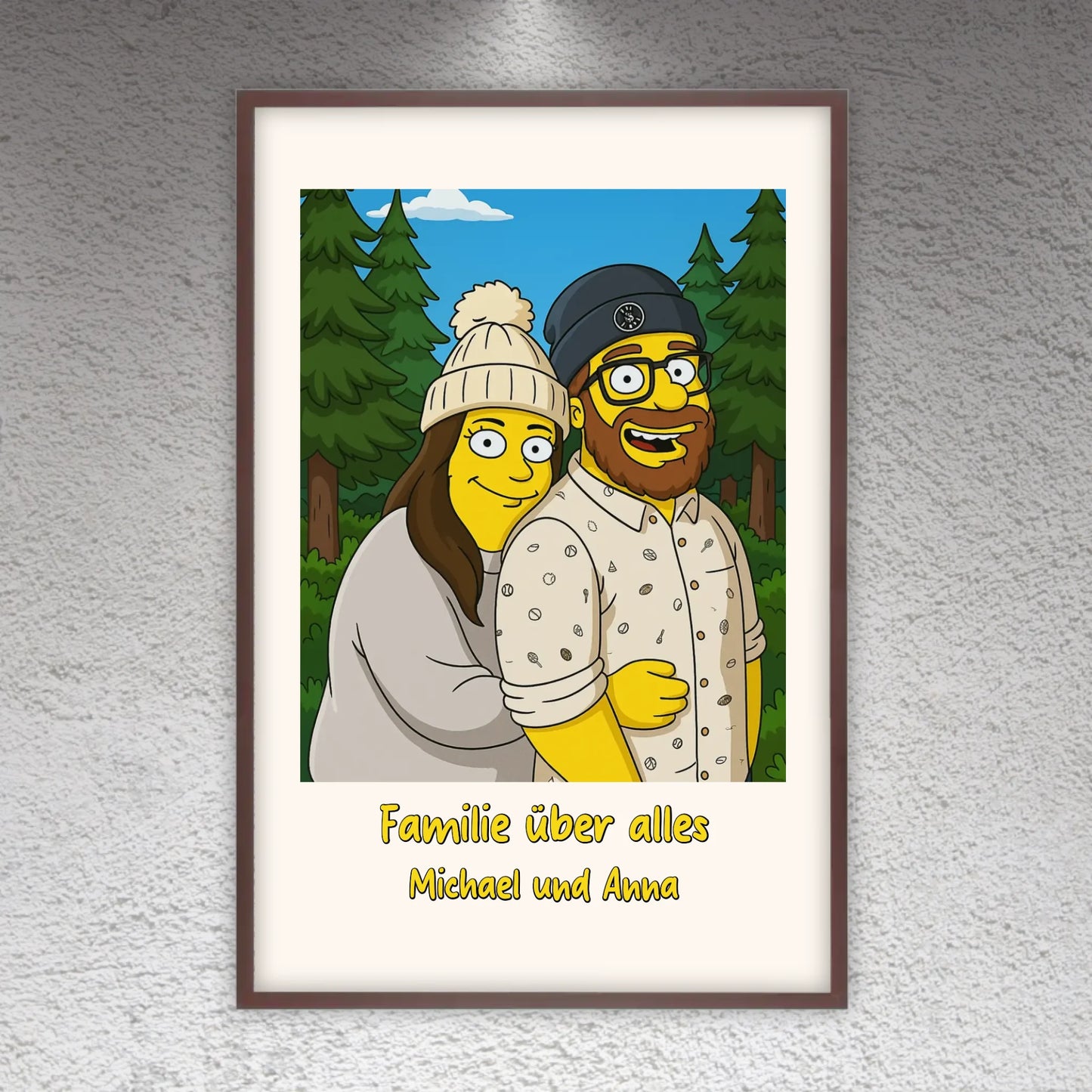 Comic-Portrait in ikonischem gelben Look, TV Look - individuelles Poster mit Galerierahmen | Personalize Palace