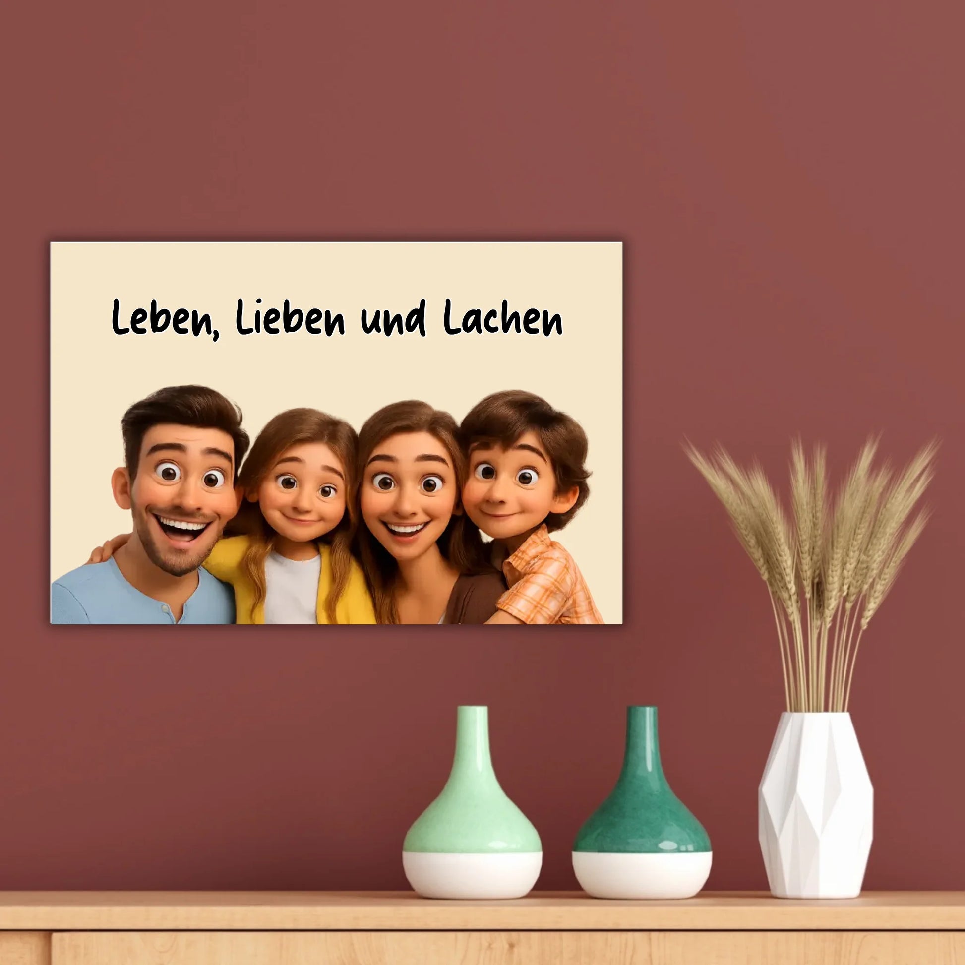 Familien Foto in Cartoon und Zeichentrick - individuelle Leinwand | Personalize Palace