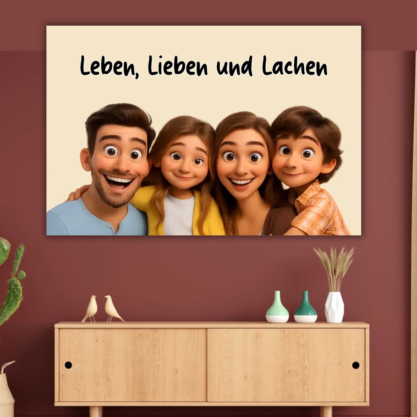 Familien Foto in Cartoon und Zeichentrick - individuelle Leinwand | Personalize Palace