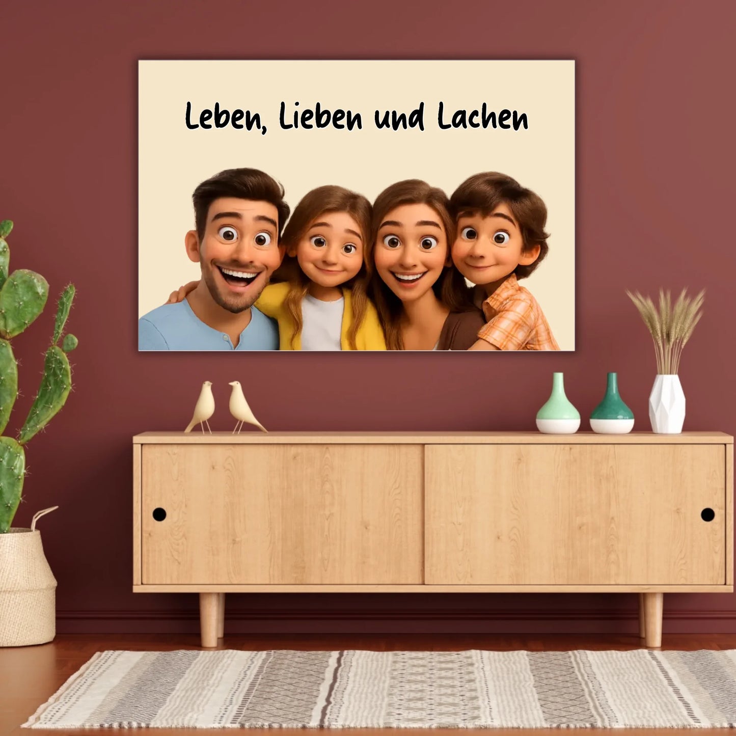 Familien Foto in Cartoon und Zeichentrick - individuelle Leinwand | Personalize Palace