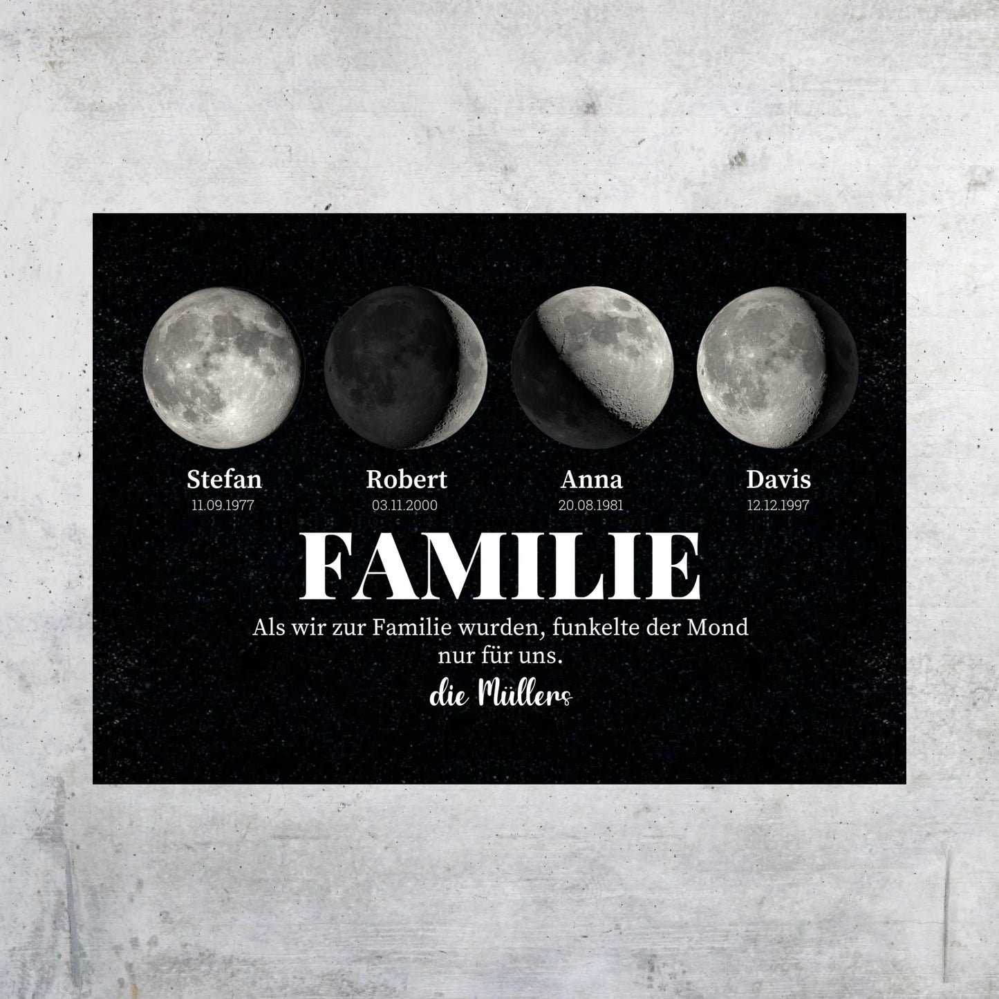 Mondphasen der Familie - individuelle Poster oder Leinwand