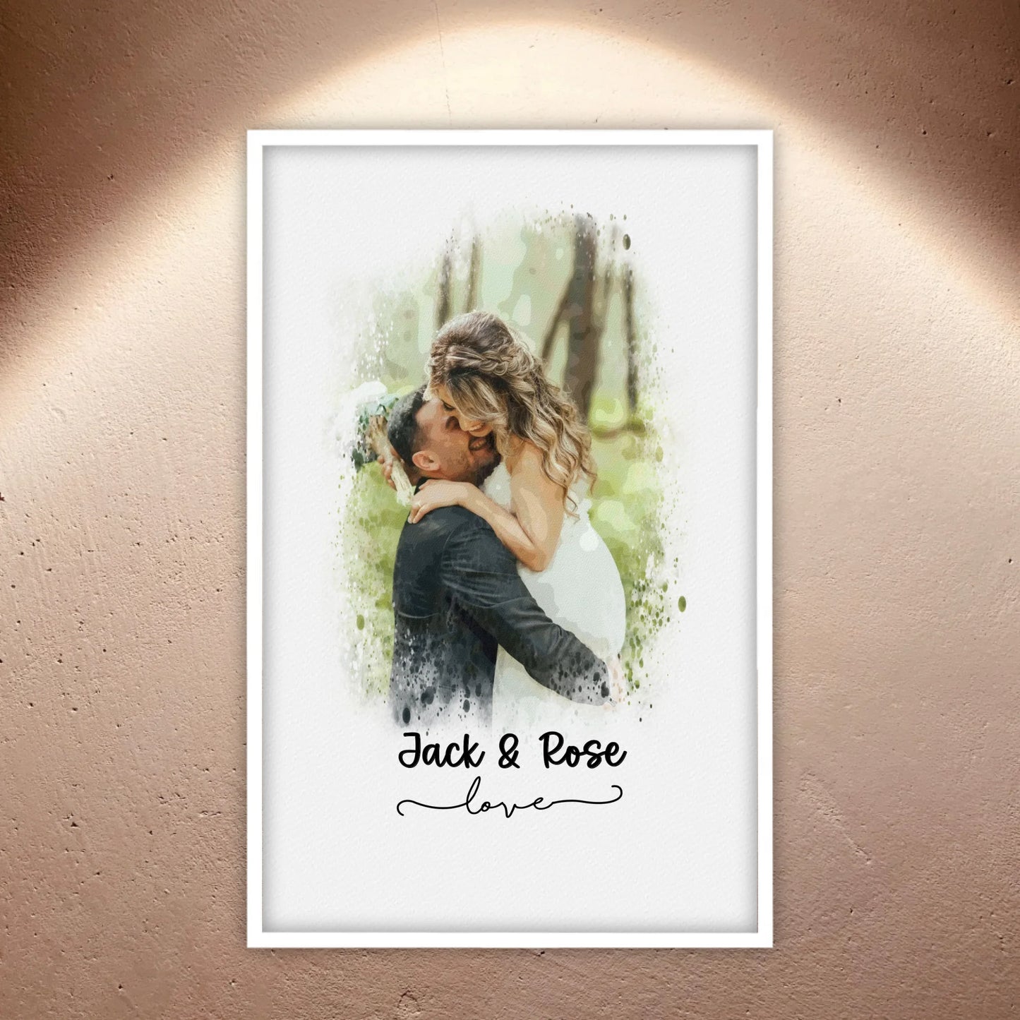 Wedding photo, couple canvas, portrait in watercolors - individual canvas