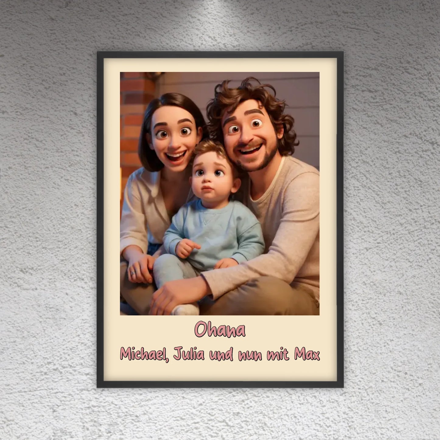 Familien Foto in Cartoon und Zeichentrick - individuelles Poster oder Leinwand