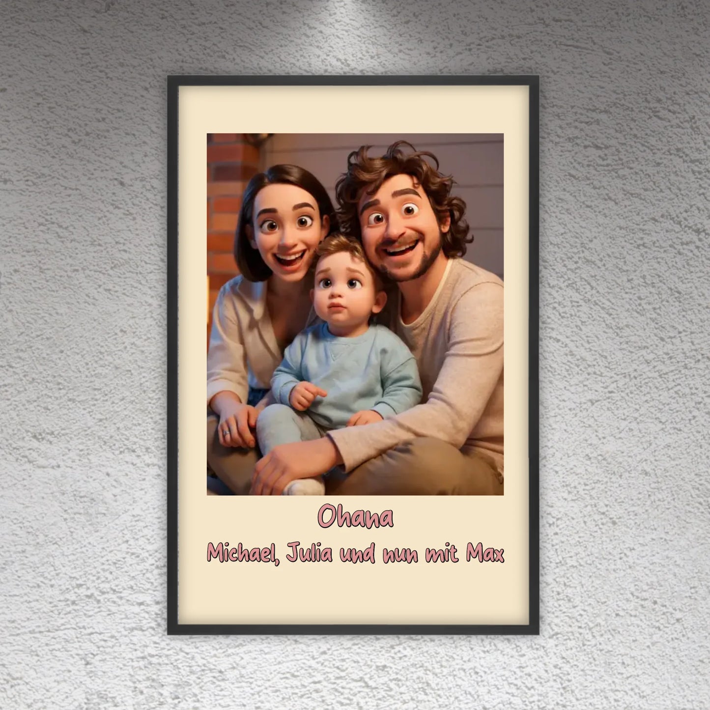 Familien Foto in Cartoon und Zeichentrick - individuelles Poster oder Leinwand