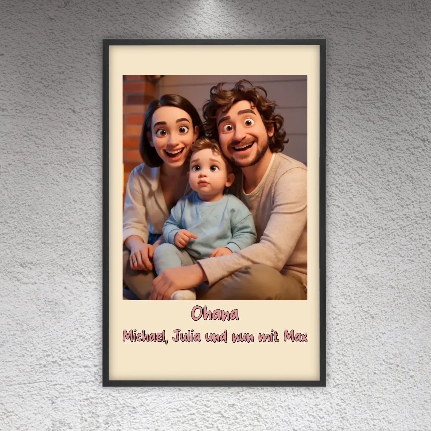 Familien Foto in Cartoon und Zeichentrick - individuelle Leinwand