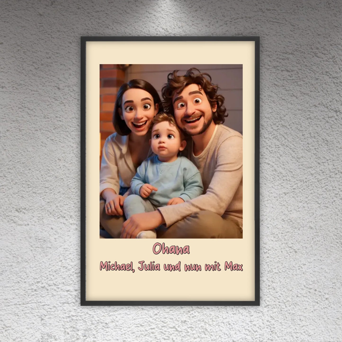 Familien Foto in Cartoon und Zeichentrick - individuelle Leinwand