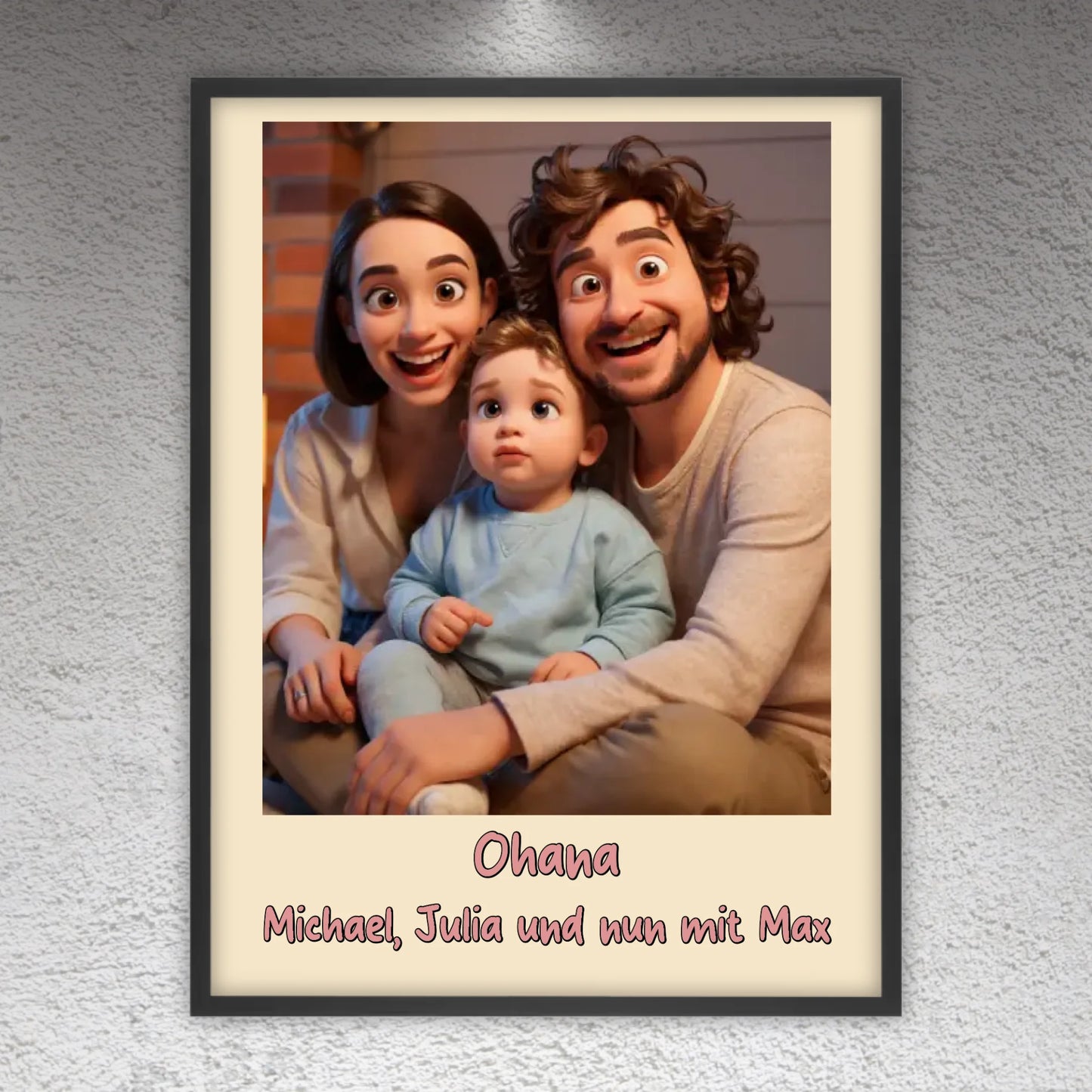 Familien Foto in Cartoon und Zeichentrick - individuelle Leinwand