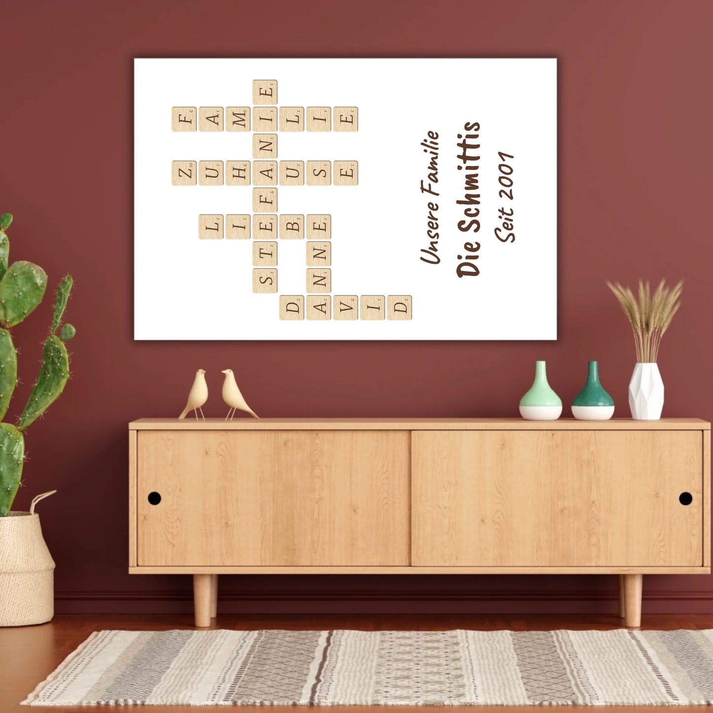 Scrabble deine Namen - individuelle Poster mit Galerierahmen oder als Leinwand