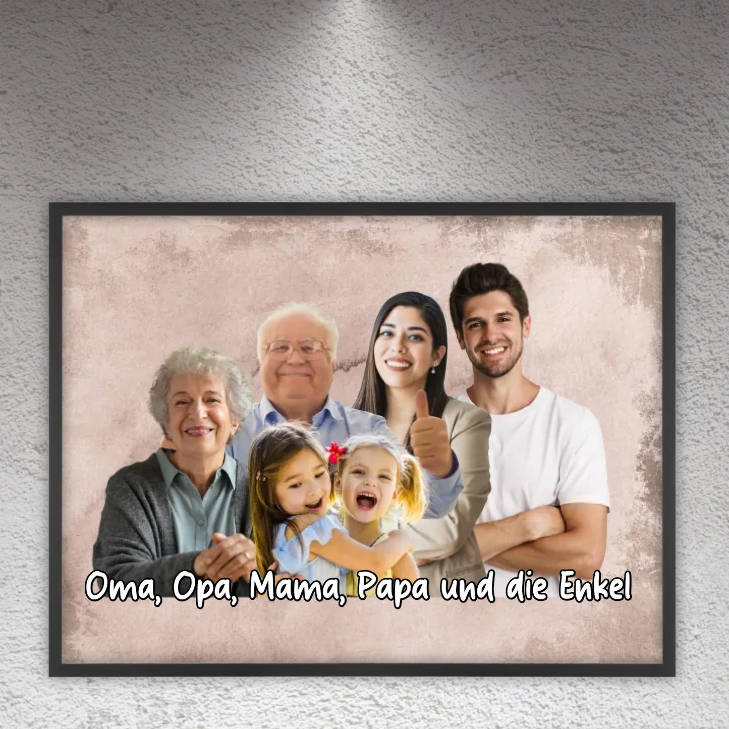 mehrere Personen vereint aus einzelnen Fotos - individuelles Poster mit Galerierahmen | Personalize Palace