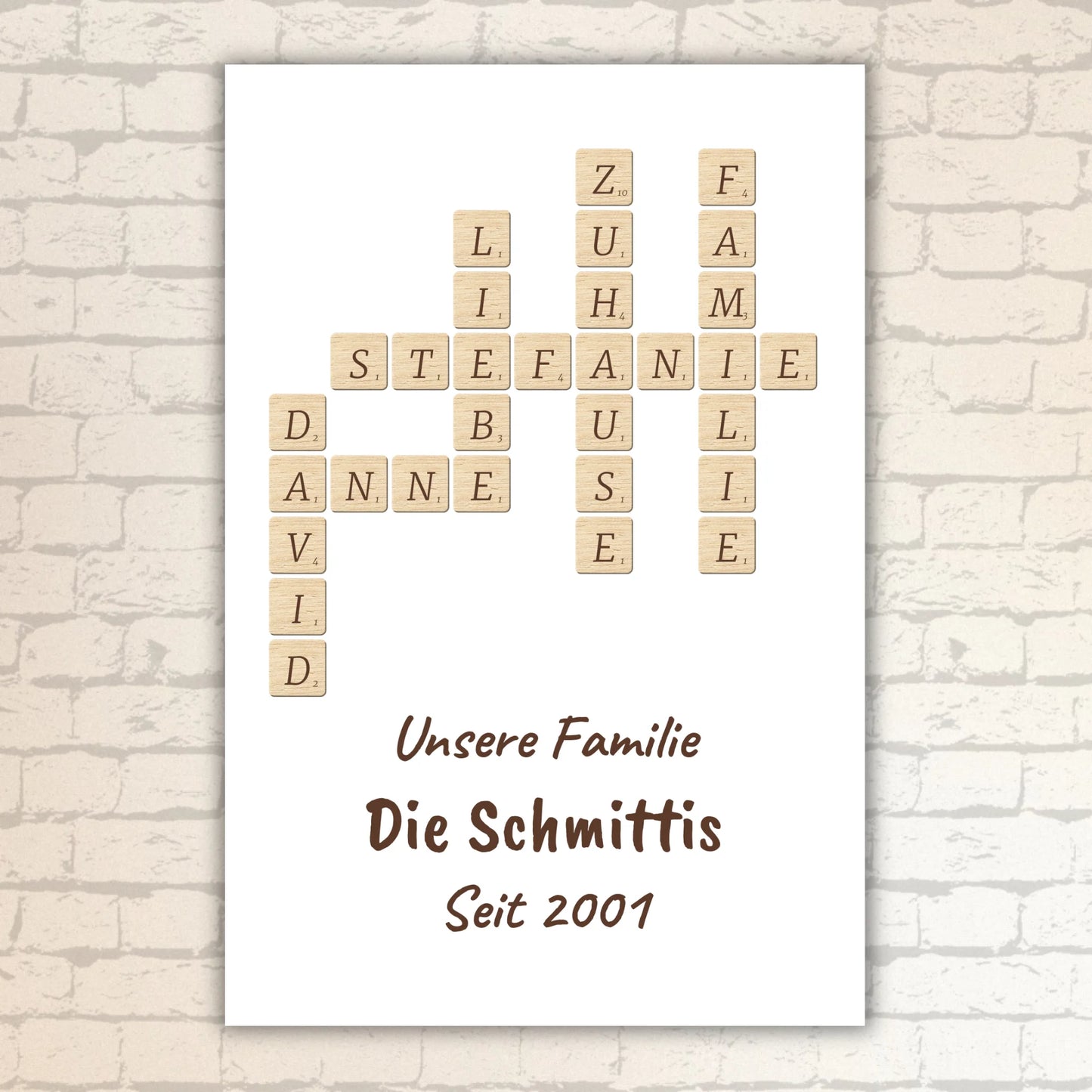 Scrabble deine Namen - individuelle Poster mit Galerierahmen oder als Leinwand