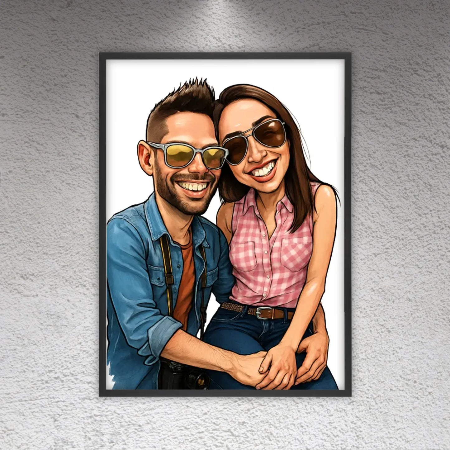 Deine Familie als Karikatur - individuelles Poster mit Rahmen