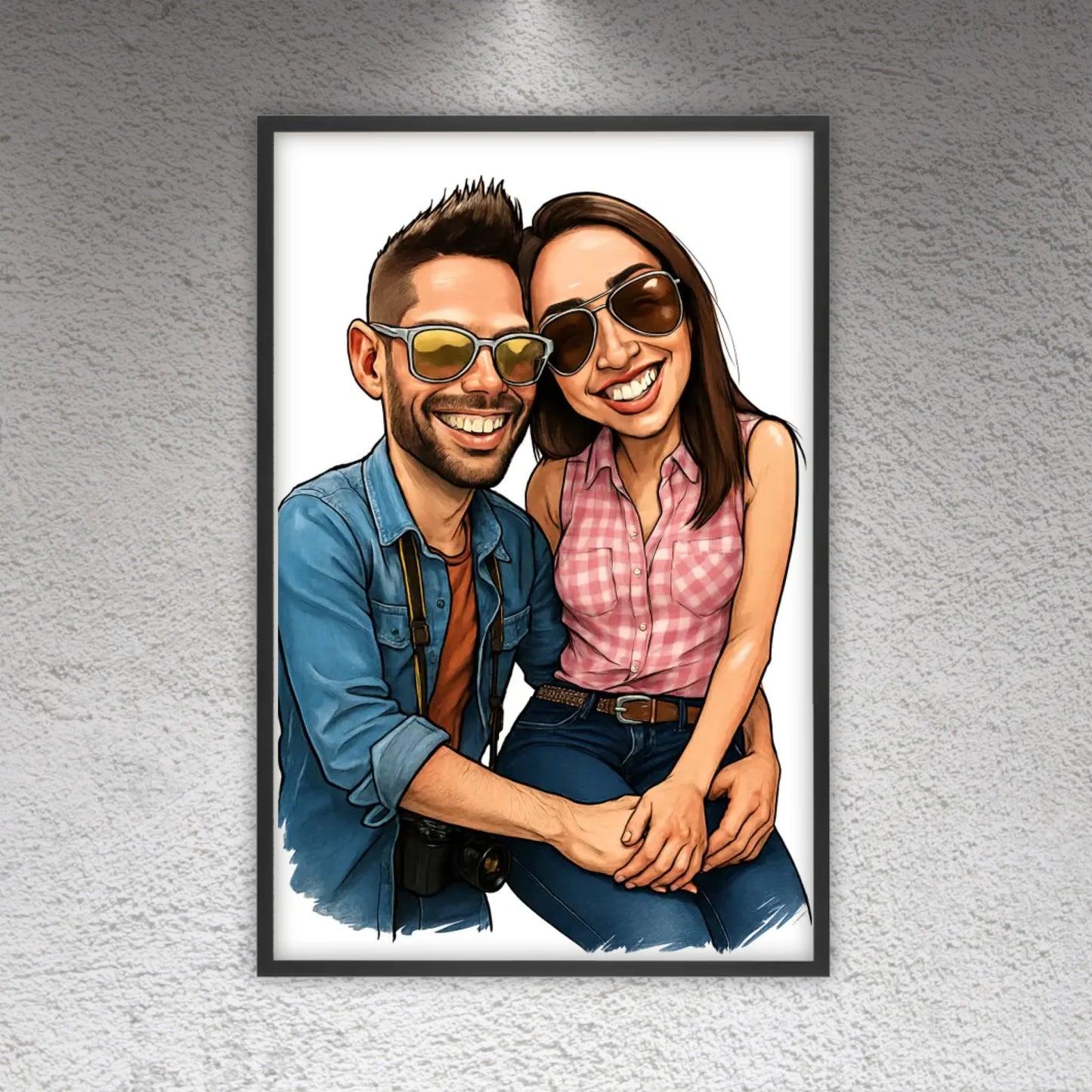 Deine Familie als Karikatur - individuelles Poster mit Rahmen