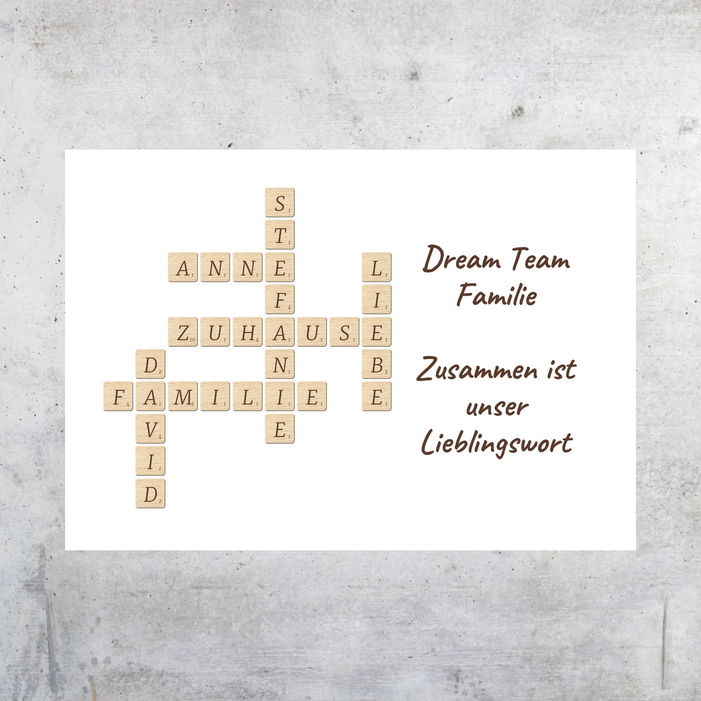 Familien Scrabble - individuelle Poster mit Galerierahmen oder als Leinwand | Personalize Palace