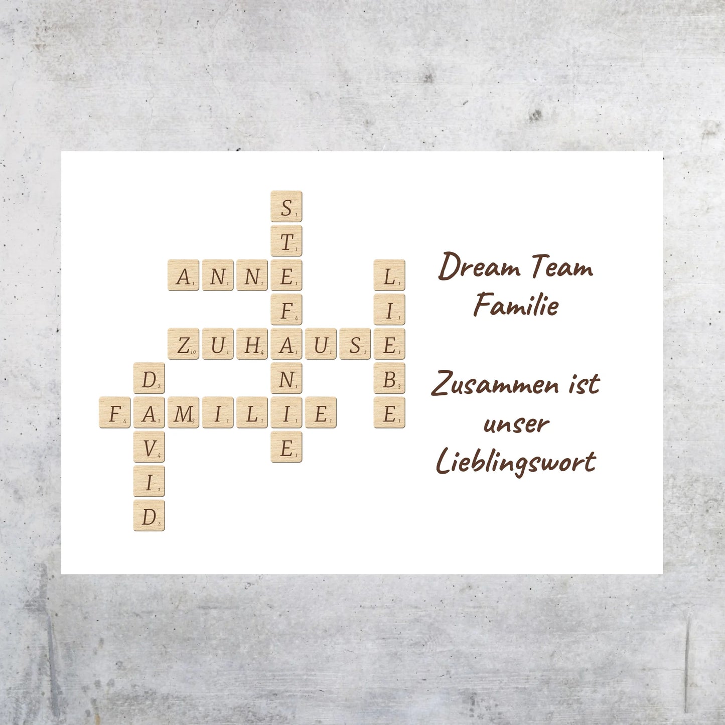 Familien Scrabble - individuelle Poster mit Galerierahmen oder als Leinwand | Personalize Palace