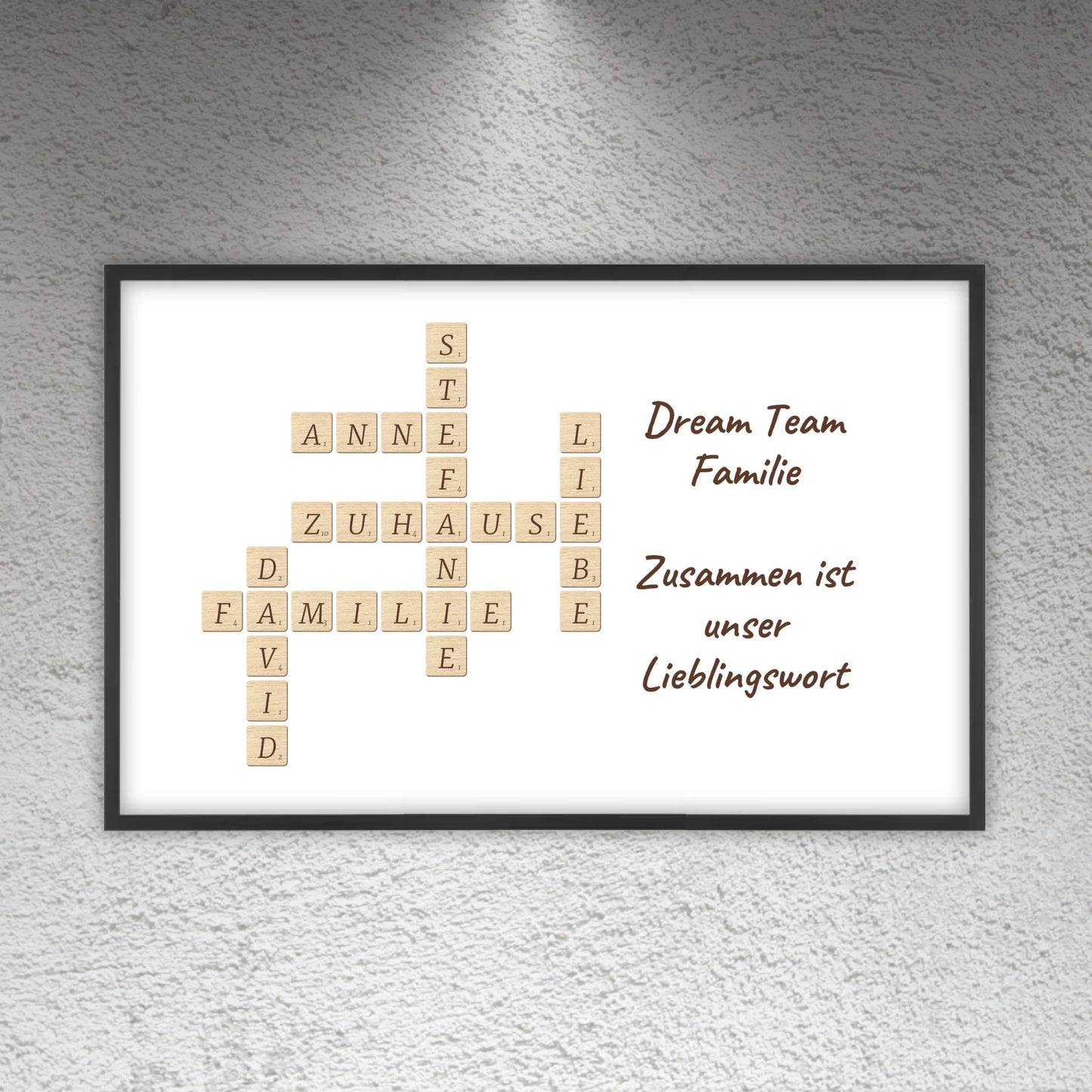 Familien Scrabble - individuelle Poster mit Galerierahmen oder als Leinwand | Personalize Palace