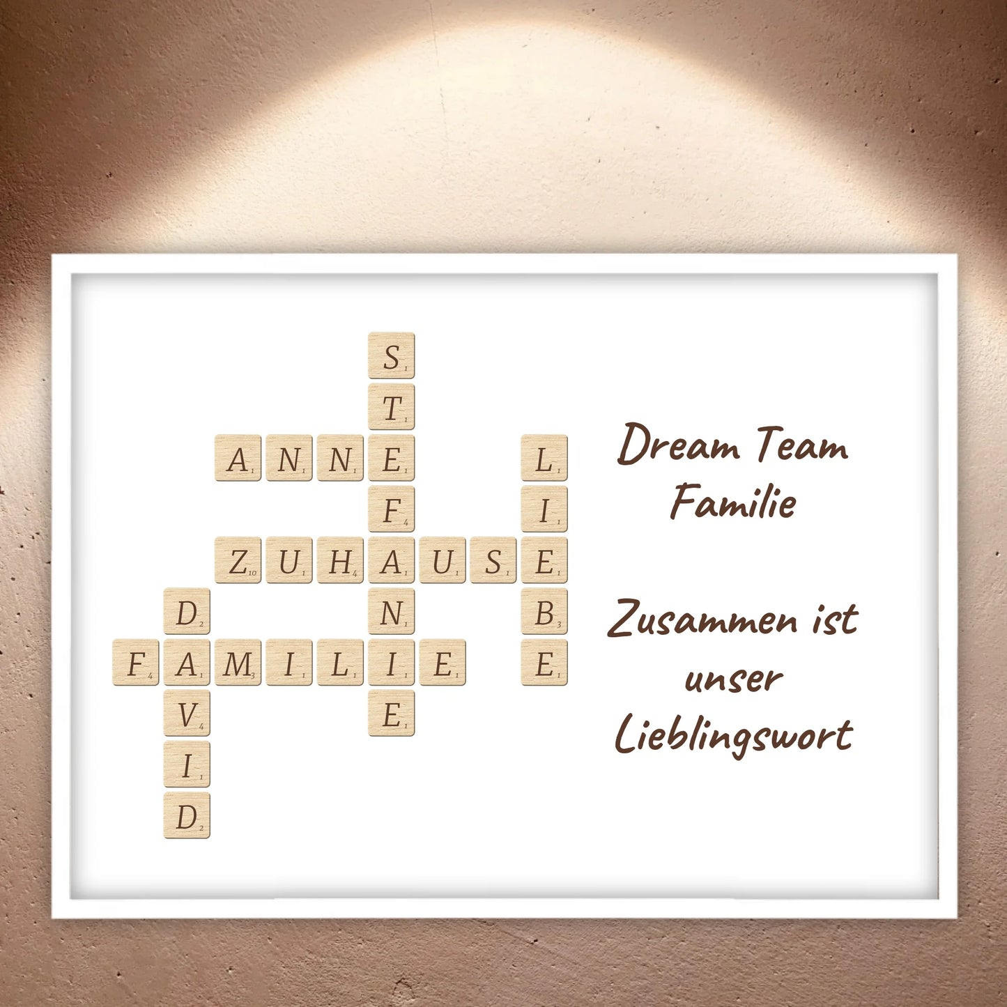 Familien Scrabble - individuelle Poster mit Galerierahmen oder als Leinwand | Personalize Palace
