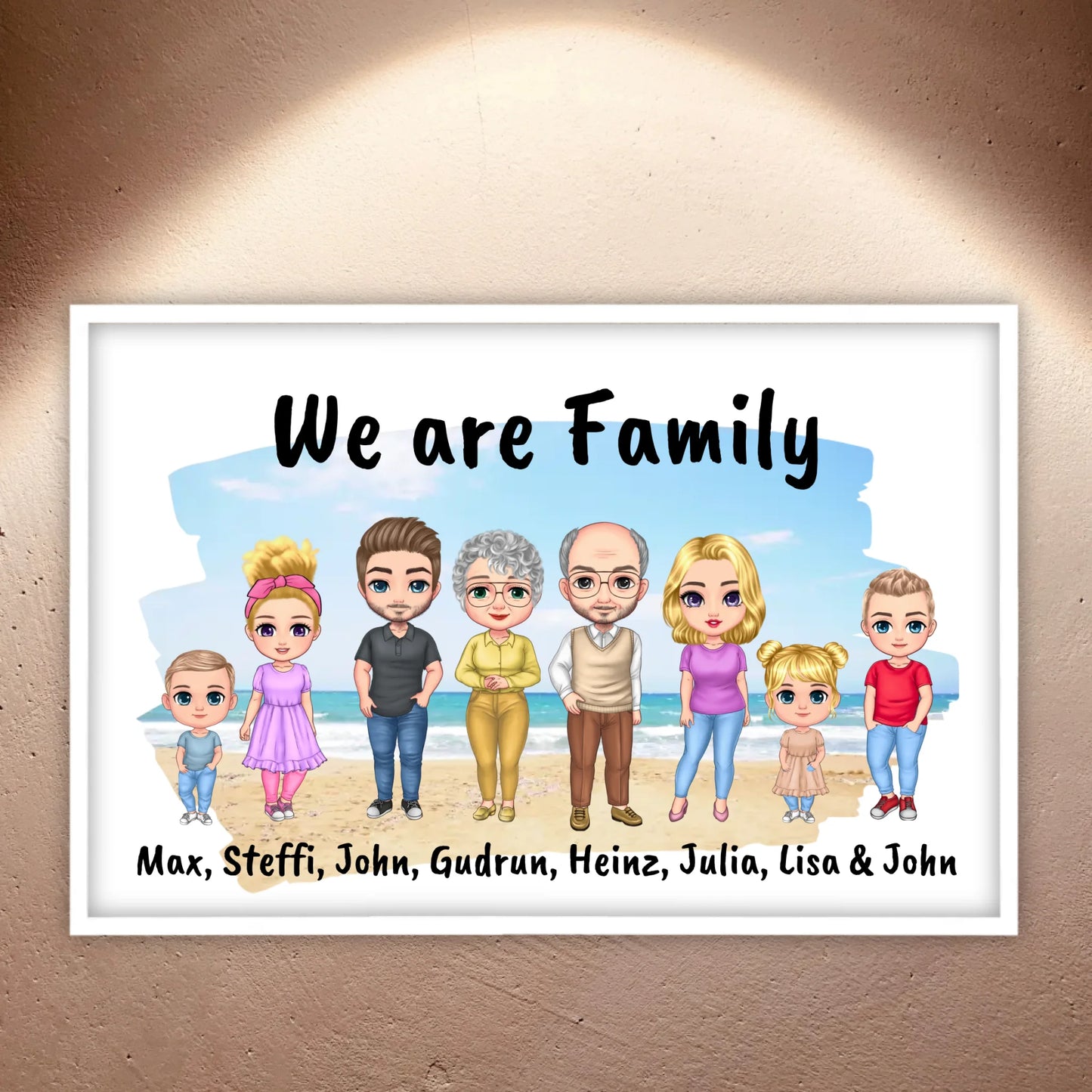 Familienbild Chibi - Individuelles Bild mit Galerierahmen oder als Leinwand | Personalize Palace