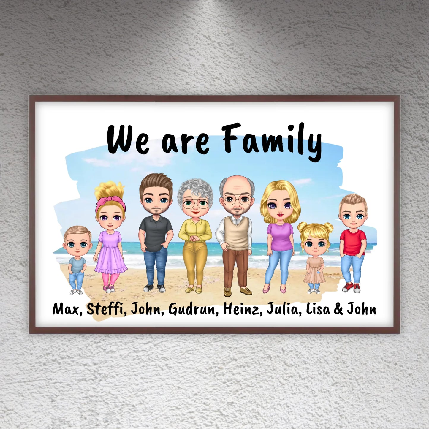 Familienbild Chibi - Individuelles Bild mit Galerierahmen oder als Leinwand | Personalize Palace