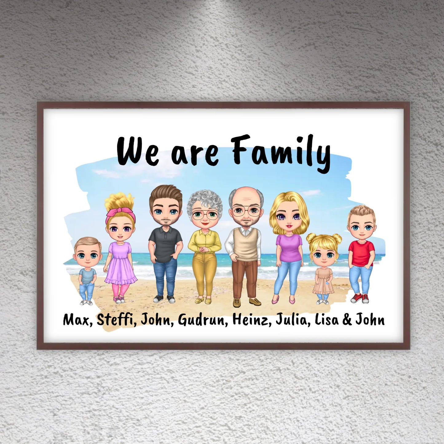 Familienbild Chibi - Individuelles Bild mit Galerierahmen oder als Leinwand | Personalize Palace