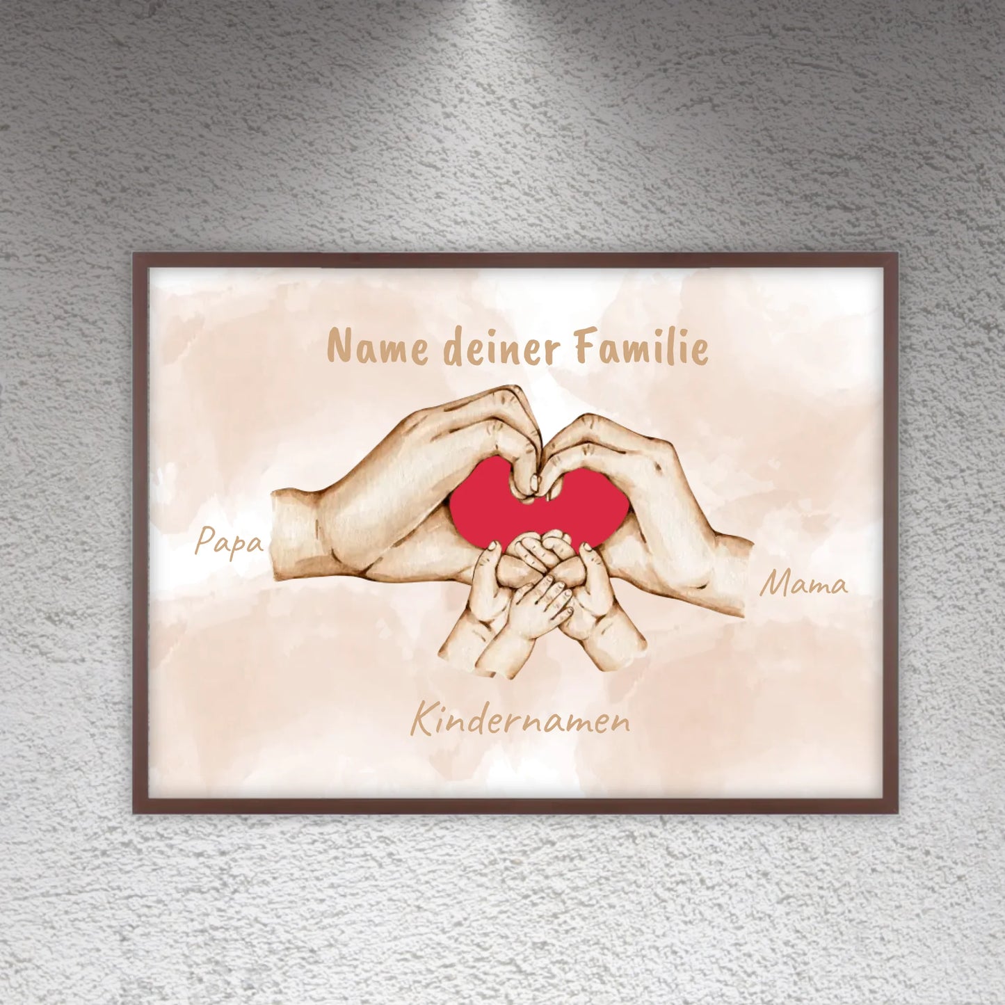 Herzhand "Familie"- Individuelles Bild mit Galerierahmen | Personalize Palace