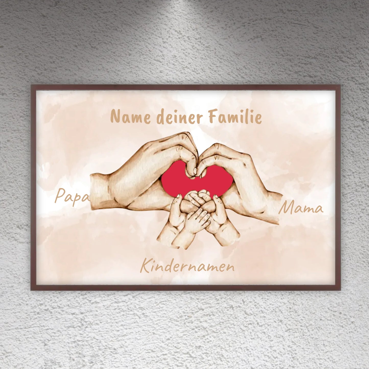 Herzhand "Familie"- Individuelles Bild mit Galerierahmen | Personalize Palace