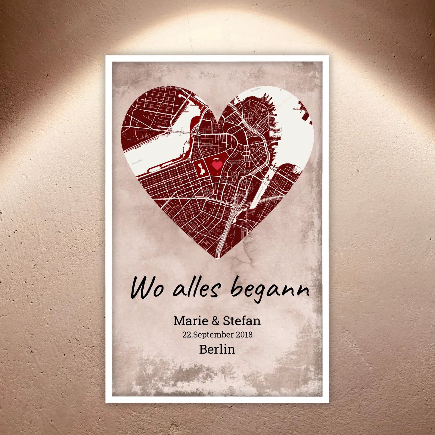 Wo alles begann - individuelles Poster mit Galerierahmen | Personalize Palace