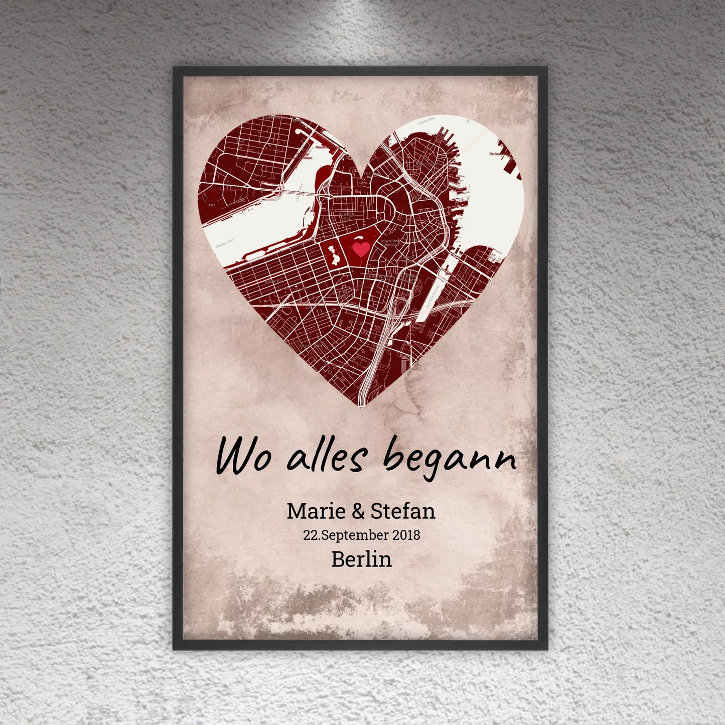 Wo alles begann - individuelles Poster mit Galerierahmen | Personalize Palace