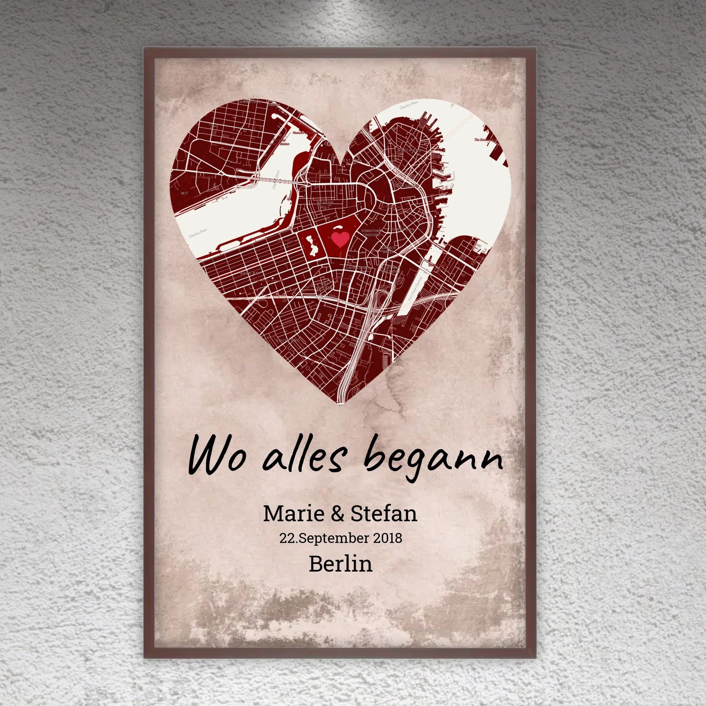 Wo alles begann - individuelles Poster mit Galerierahmen | Personalize Palace