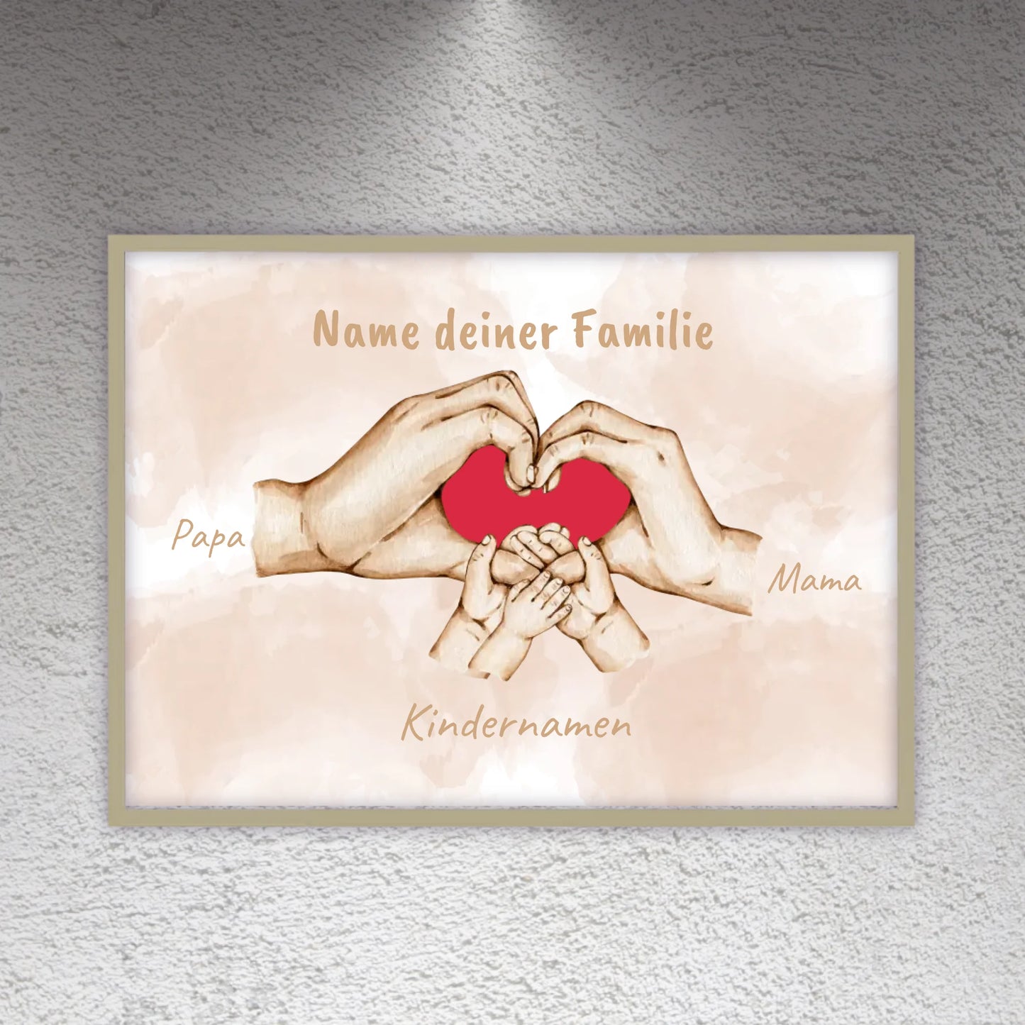 Herzhand "Familie"- Individuelles Bild mit Galerierahmen | Personalize Palace