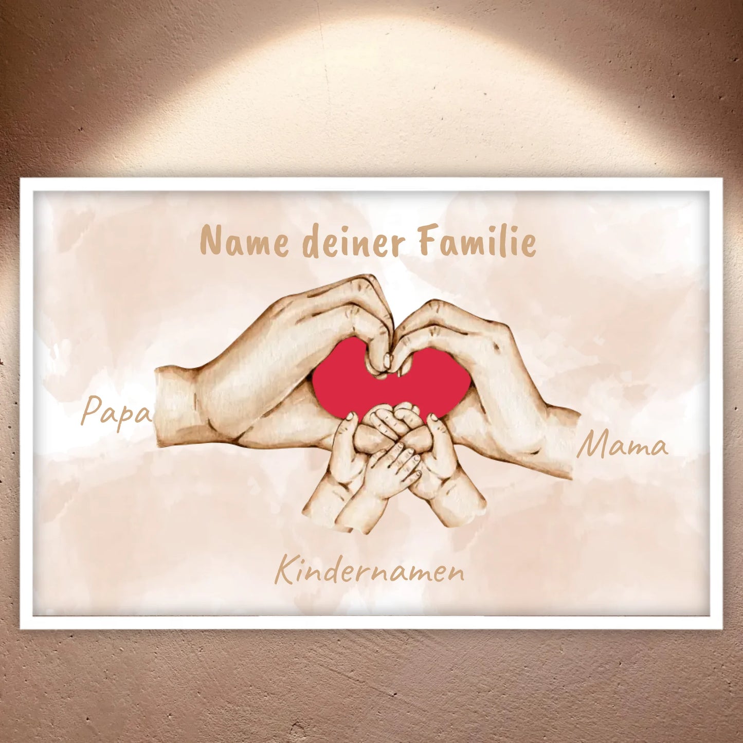 Herzhand "Familie"- Individuelles Bild mit Galerierahmen