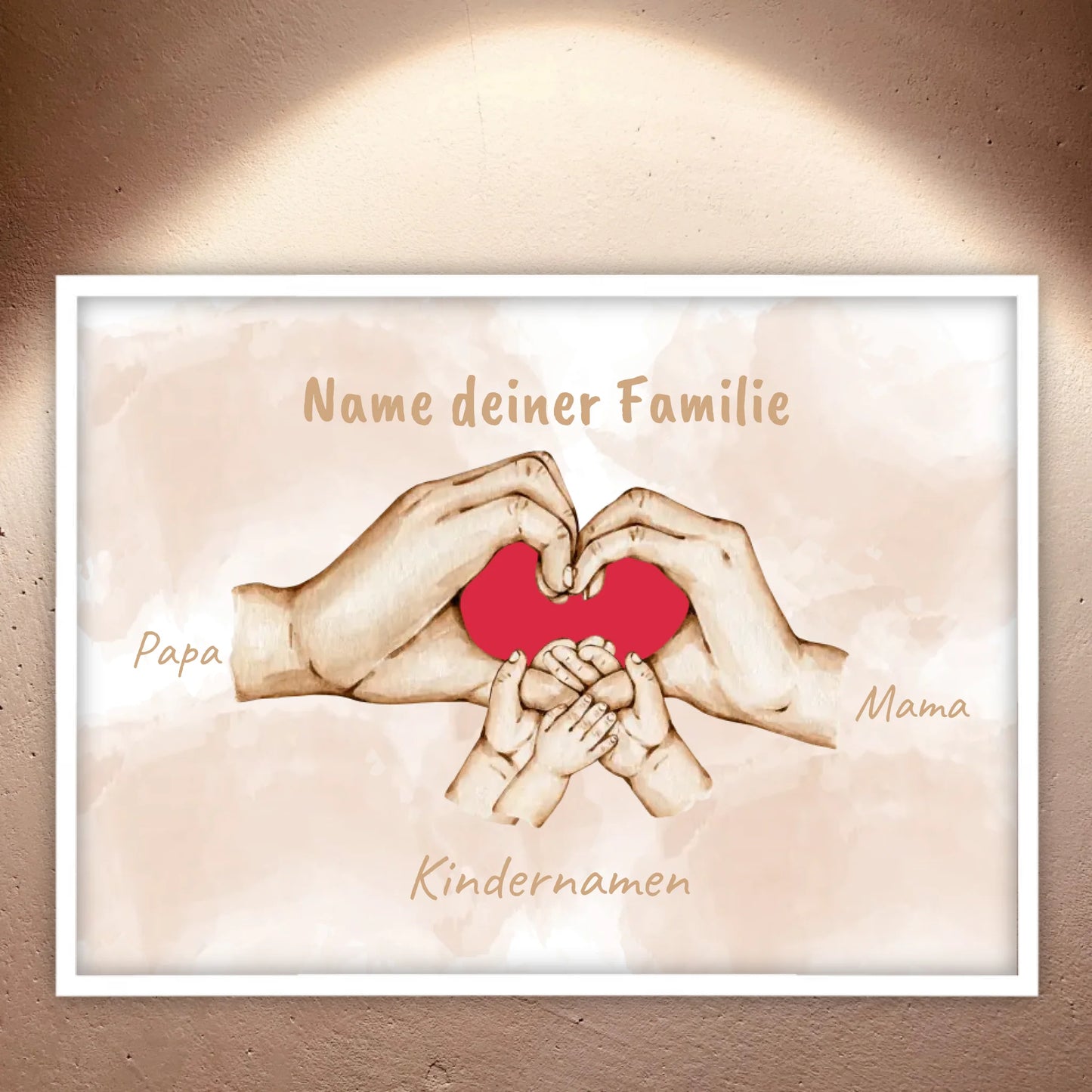 Herzhand "Familie"- Individuelles Bild mit Galerierahmen