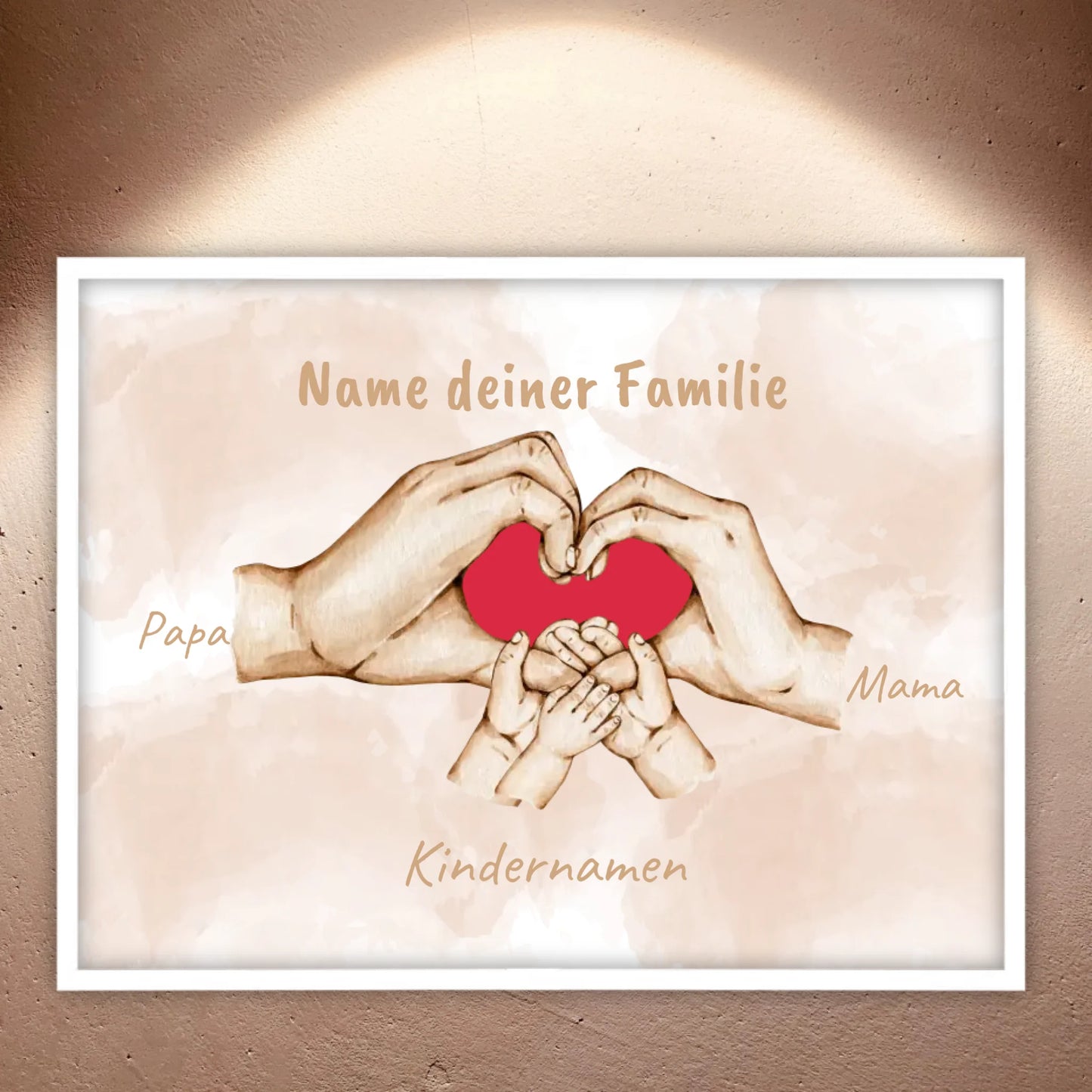 Herzhand "Familie"- Individuelles Bild mit Galerierahmen