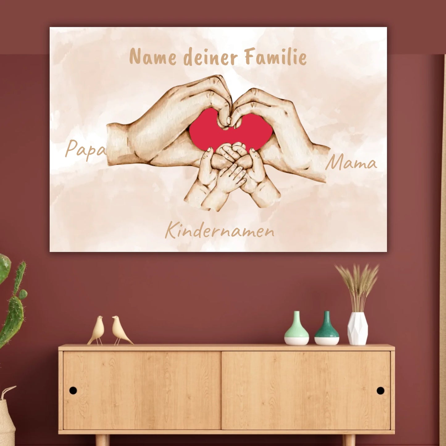 Herzhand "Familie"- Individuelles Bild mit Galerierahmen