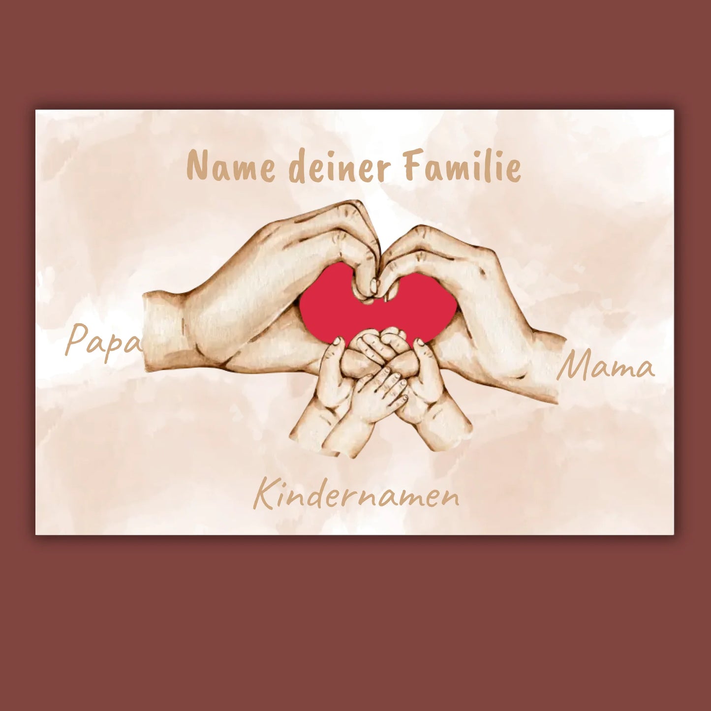 Herzhand "Familie"- Individuelles Bild mit Galerierahmen