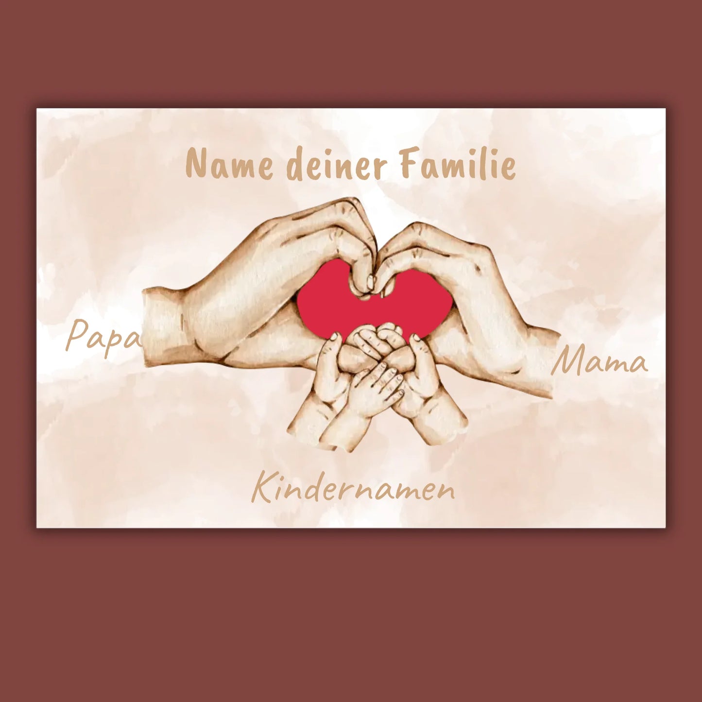Herzhand "Familie"- Individuelles Bild mit Galerierahmen