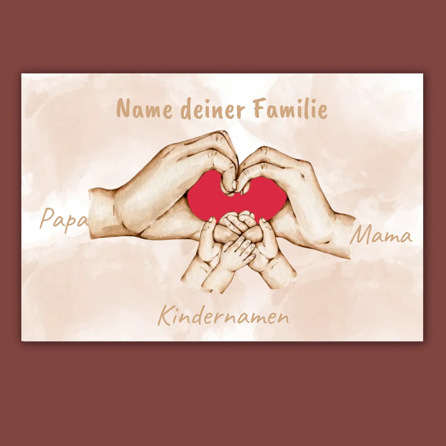 Herzhand "Familie"- Individuelles Bild mit Galerierahmen