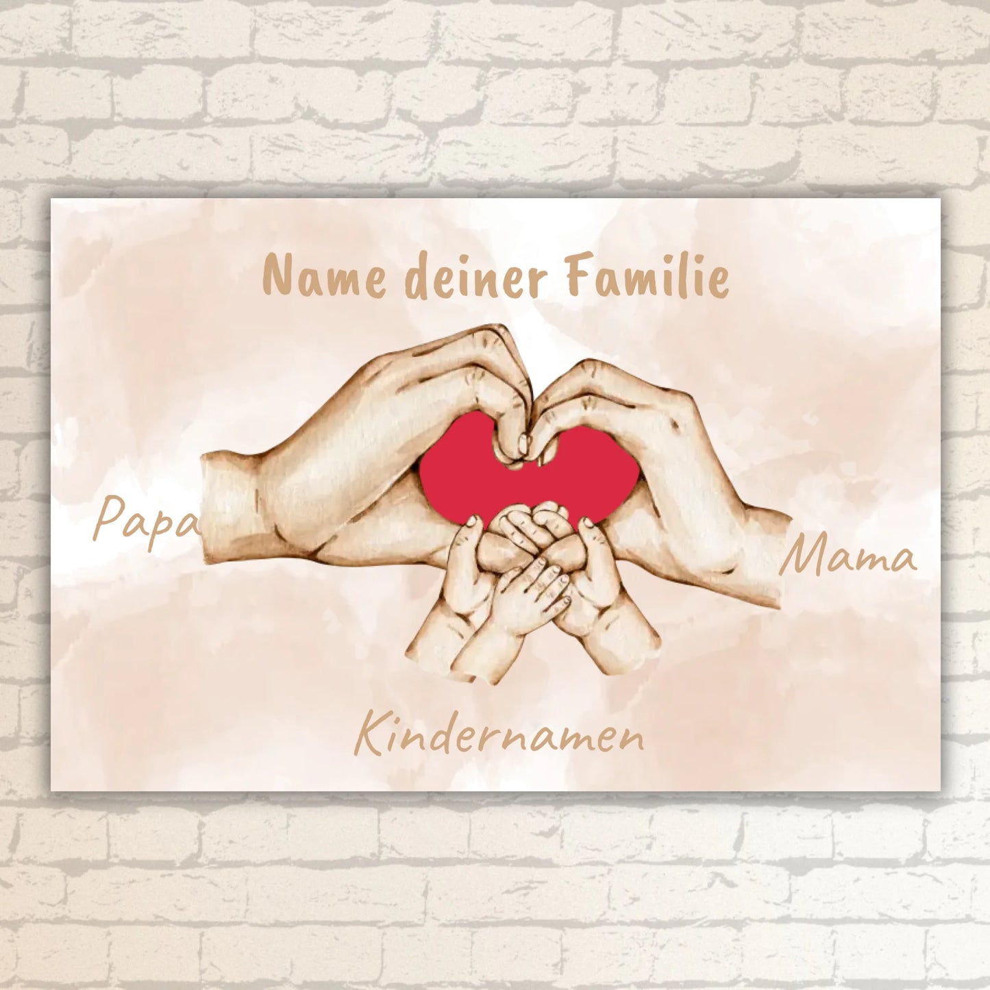 Herzhand "Familie"- Individuelles Bild mit Galerierahmen