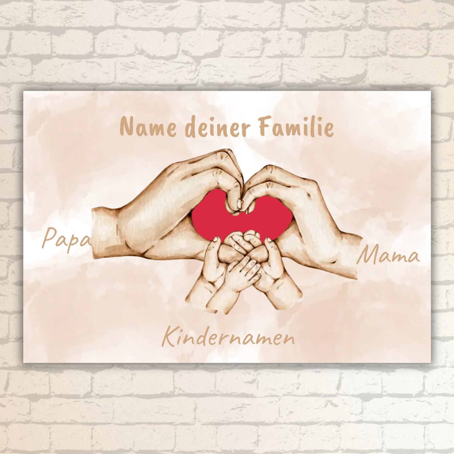 Herzhand "Familie"- Individuelles Bild mit Galerierahmen