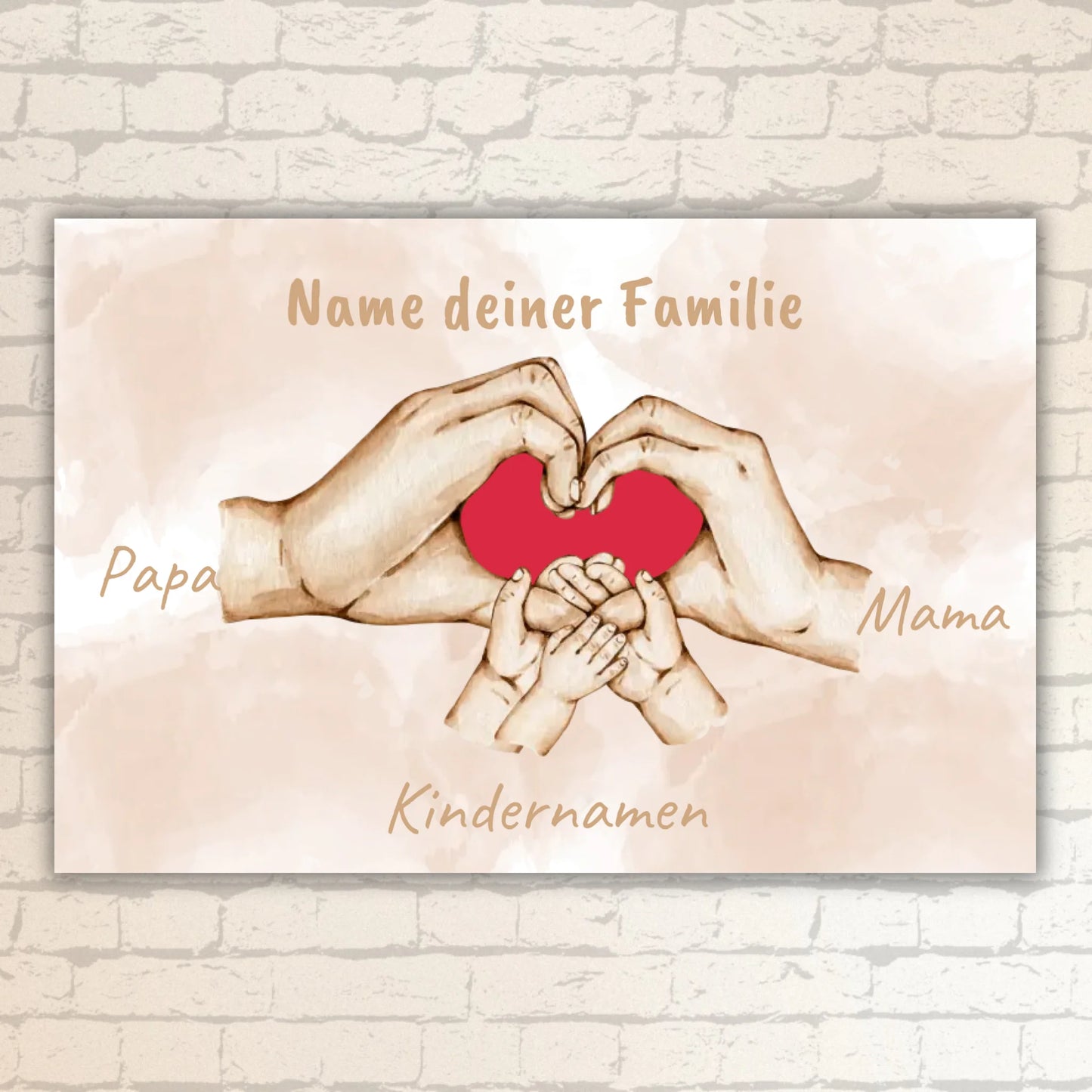Herzhand "Familie"- Individuelles Bild mit Galerierahmen