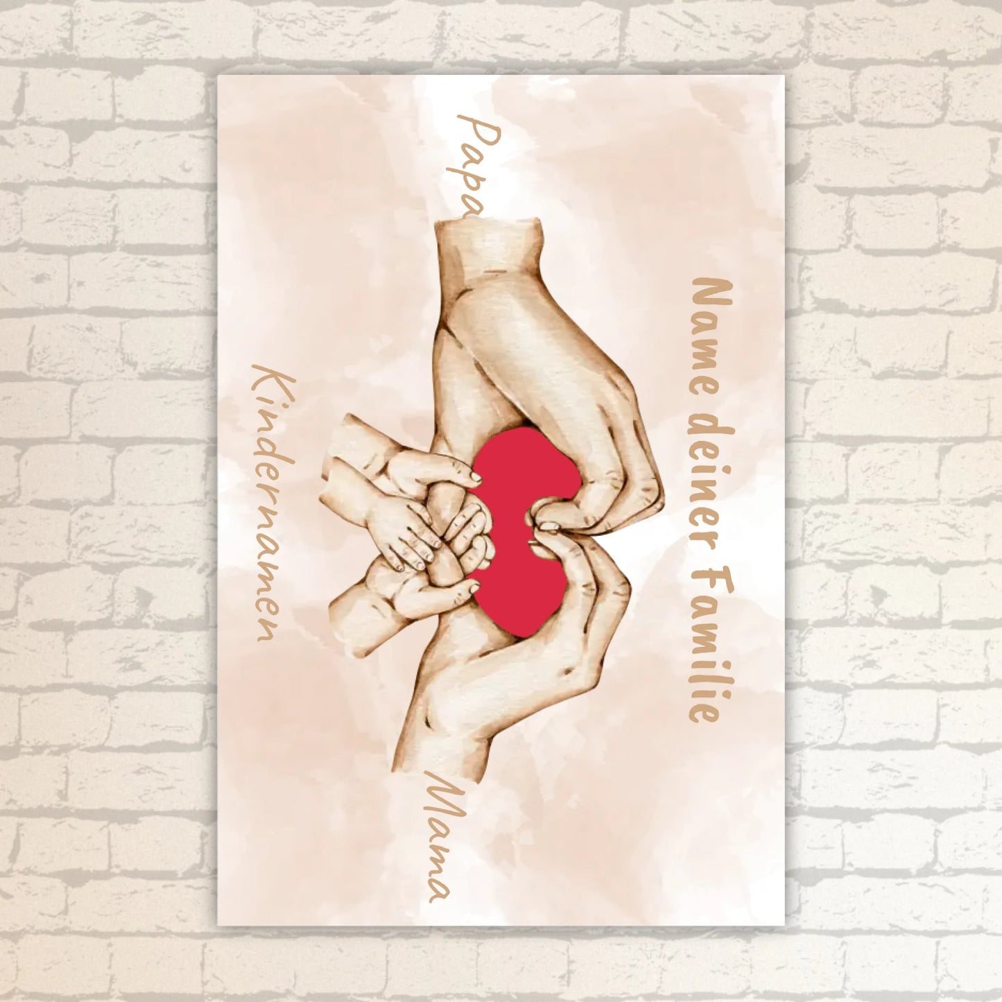 Herzhand "Familie"- Individuelles Bild mit Galerierahmen